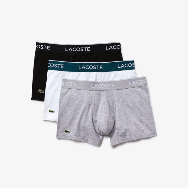 Lacoste Active Erkek 3'lü Gri/Siyah/Beyaz Boxer_2