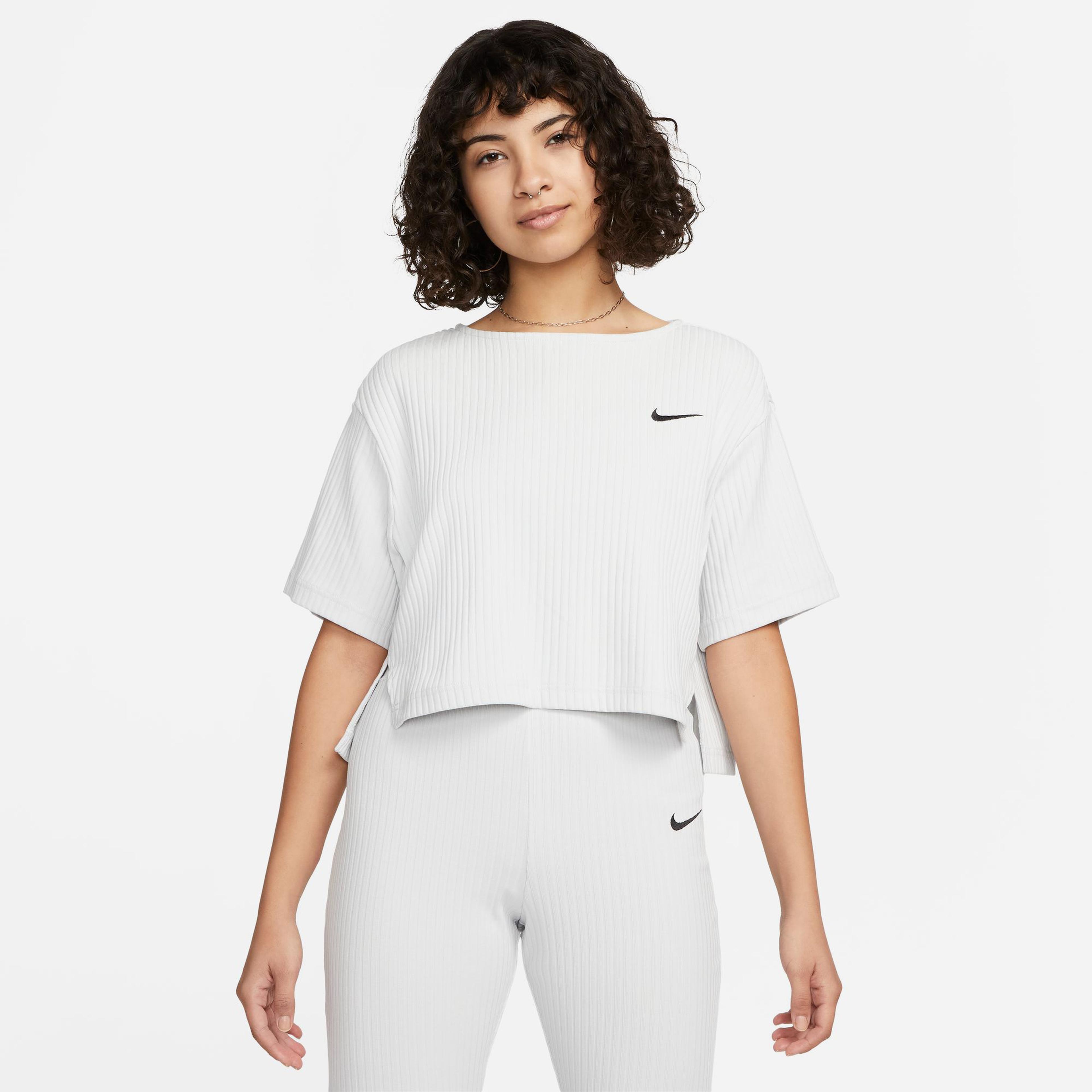 Nike Sportswear Rib Jersey Top Kadın Gri T-Shirt