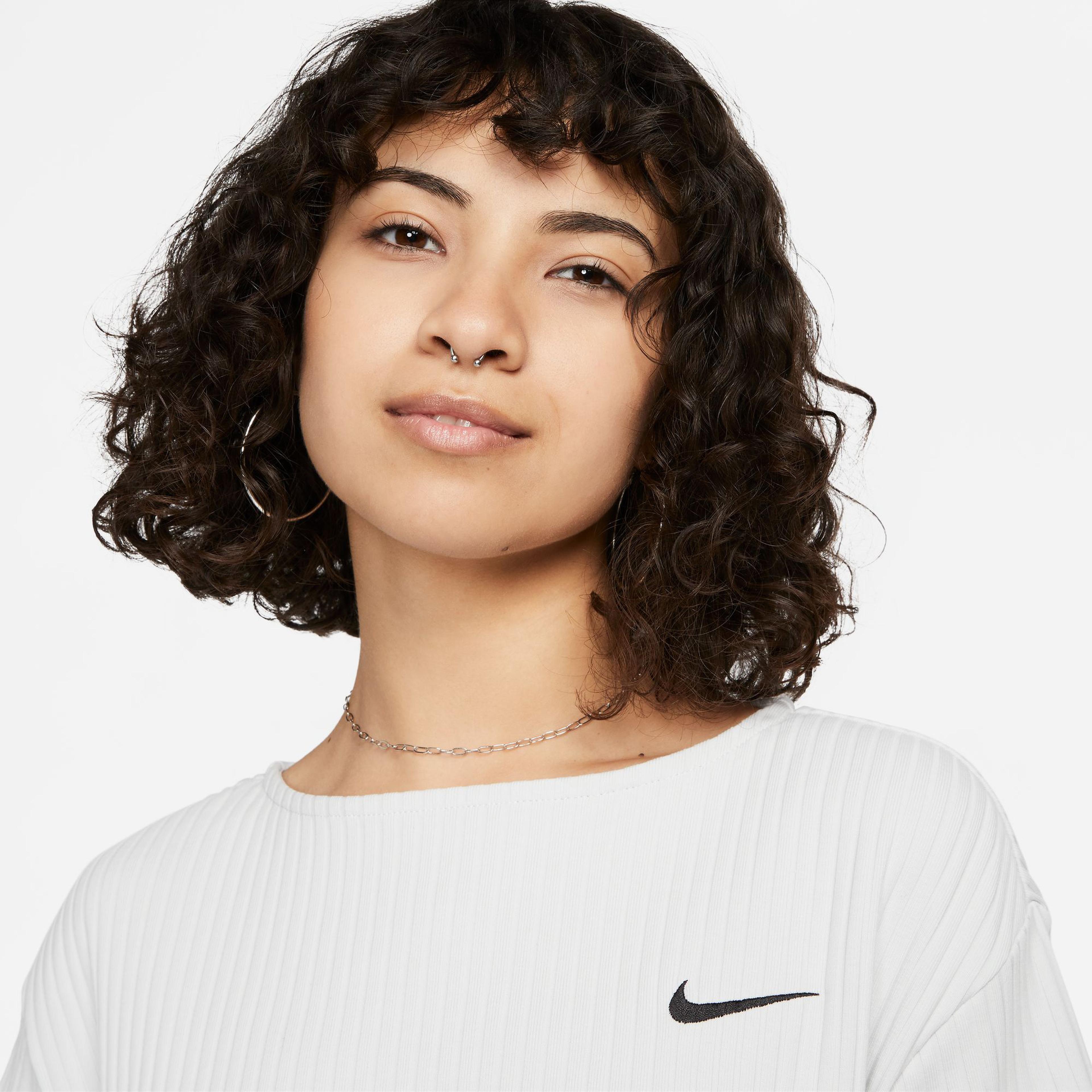 Nike Sportswear Rib Jersey Top Kadın Gri T-Shirt