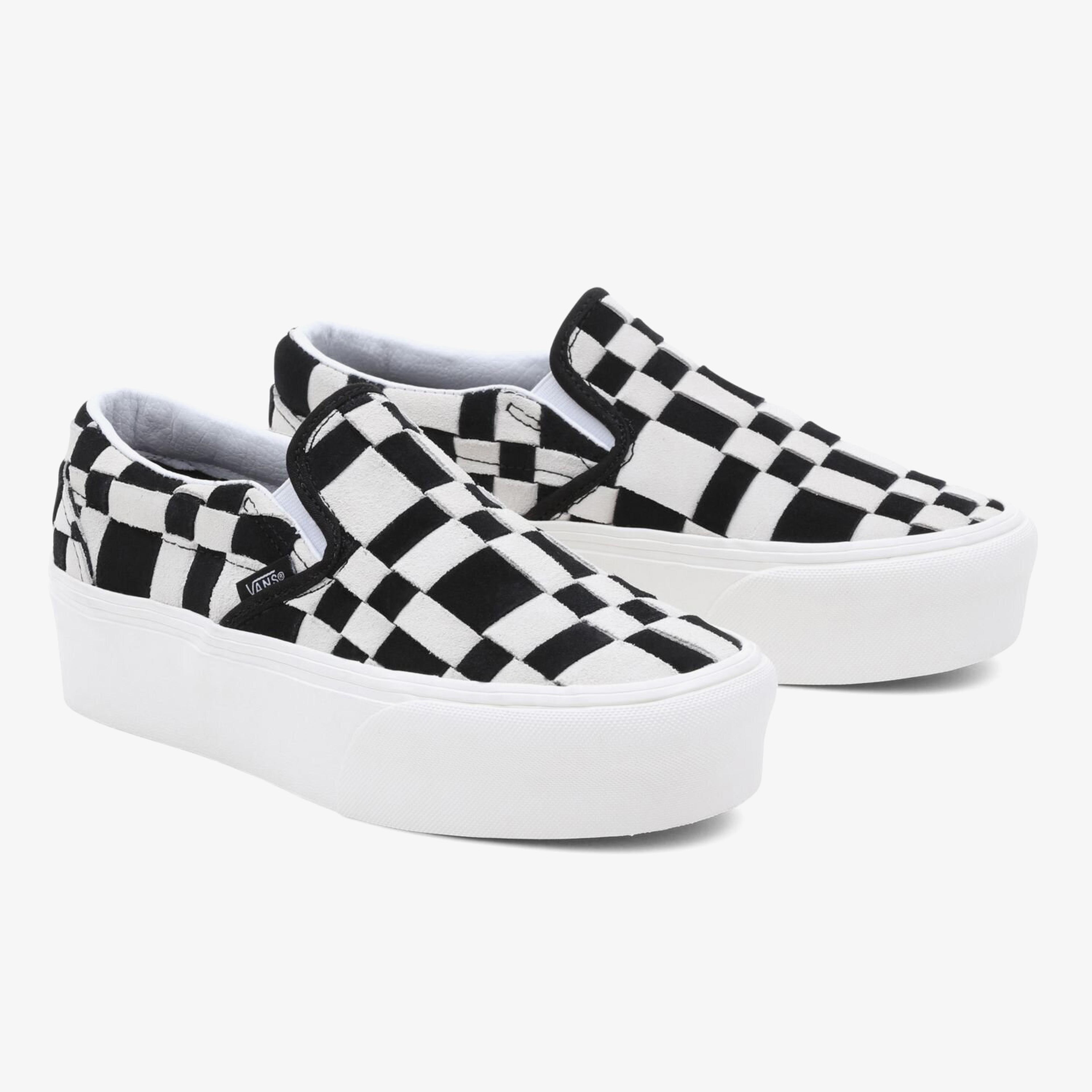 Vans Ua Classic Slip-On Stackform Platform Kadın Siyah/Beyaz Sneaker