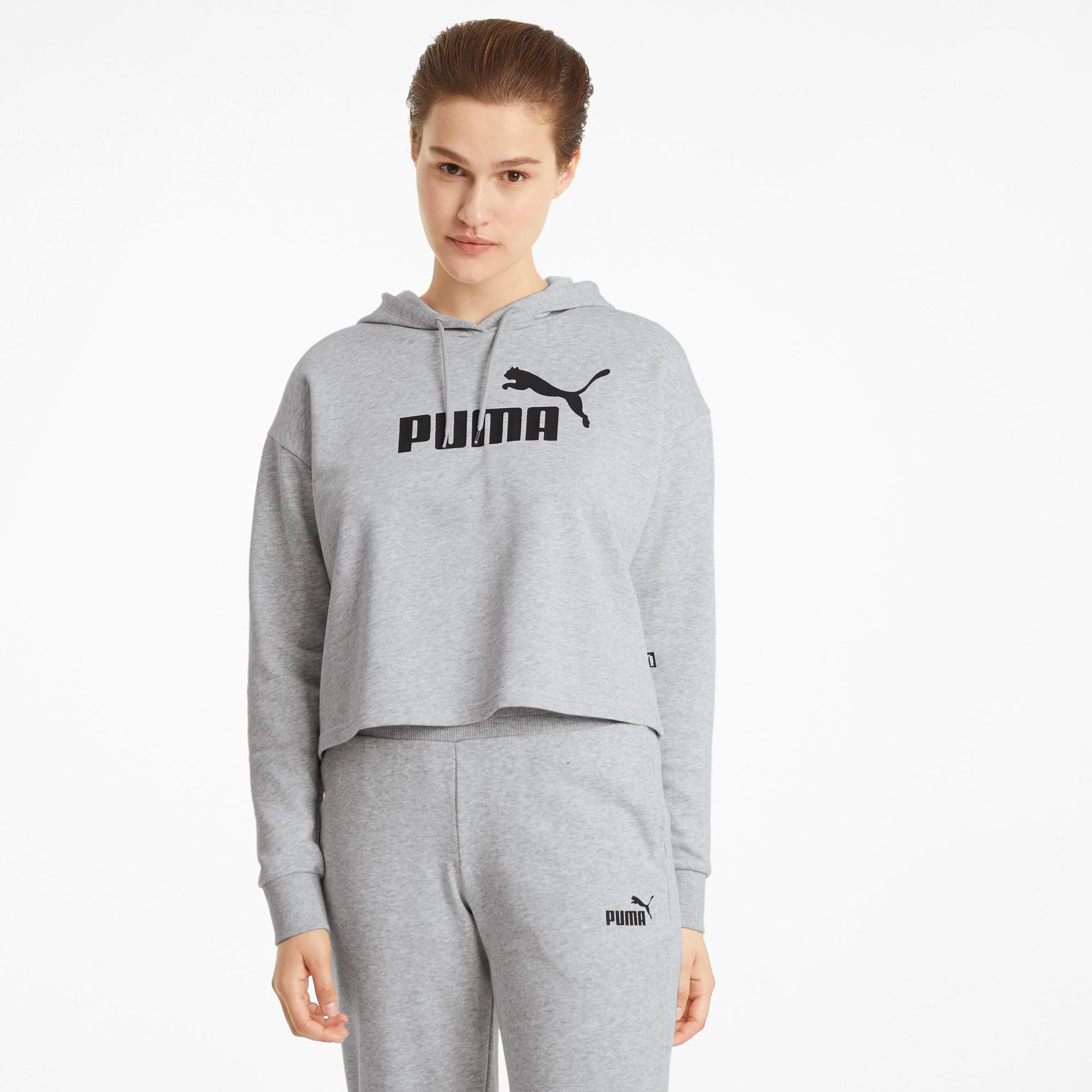 Puma Essential Cropped Logo Kadın Gri Sweatshirt
