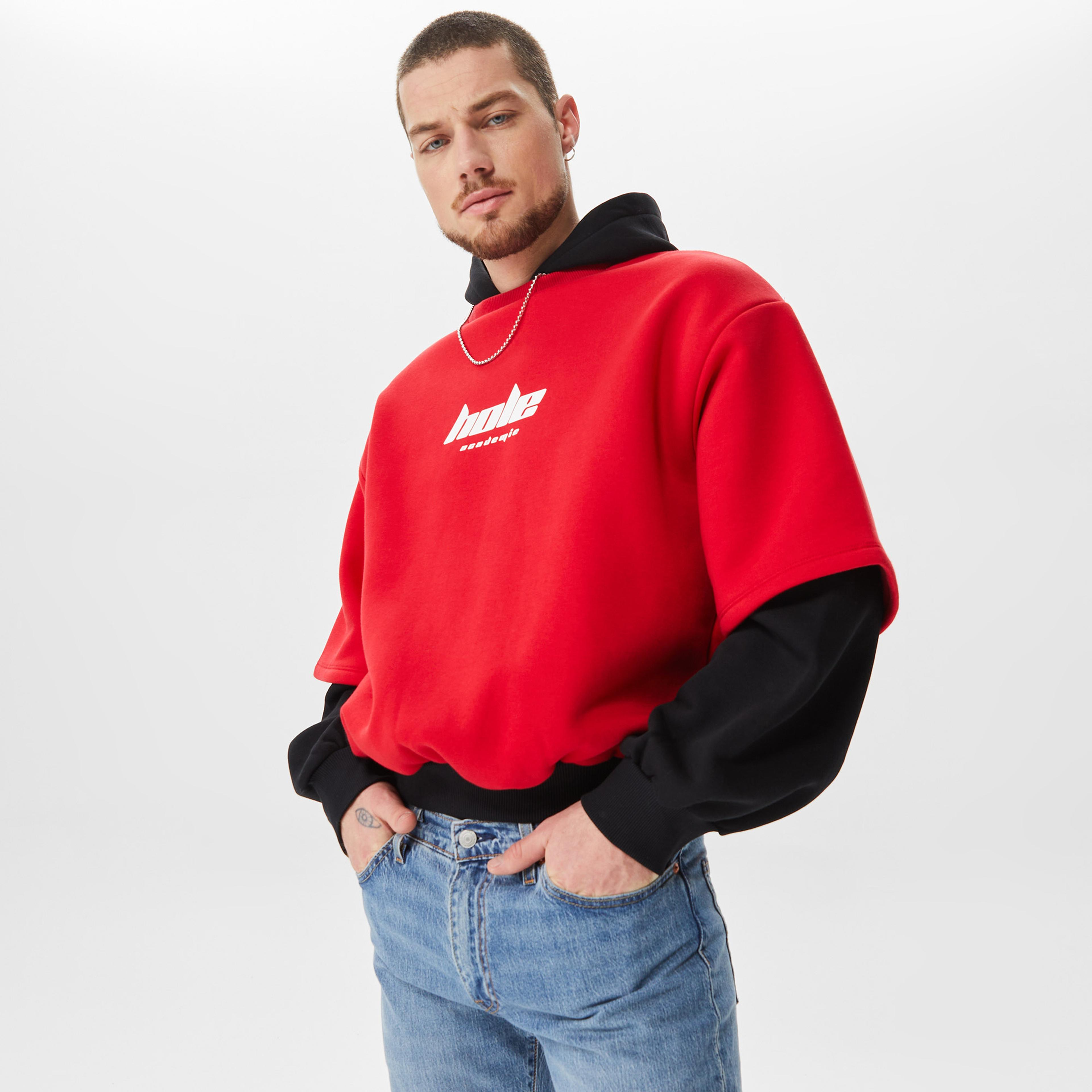 Holeacademie Essentials Erkek Kırmızı Hoodie