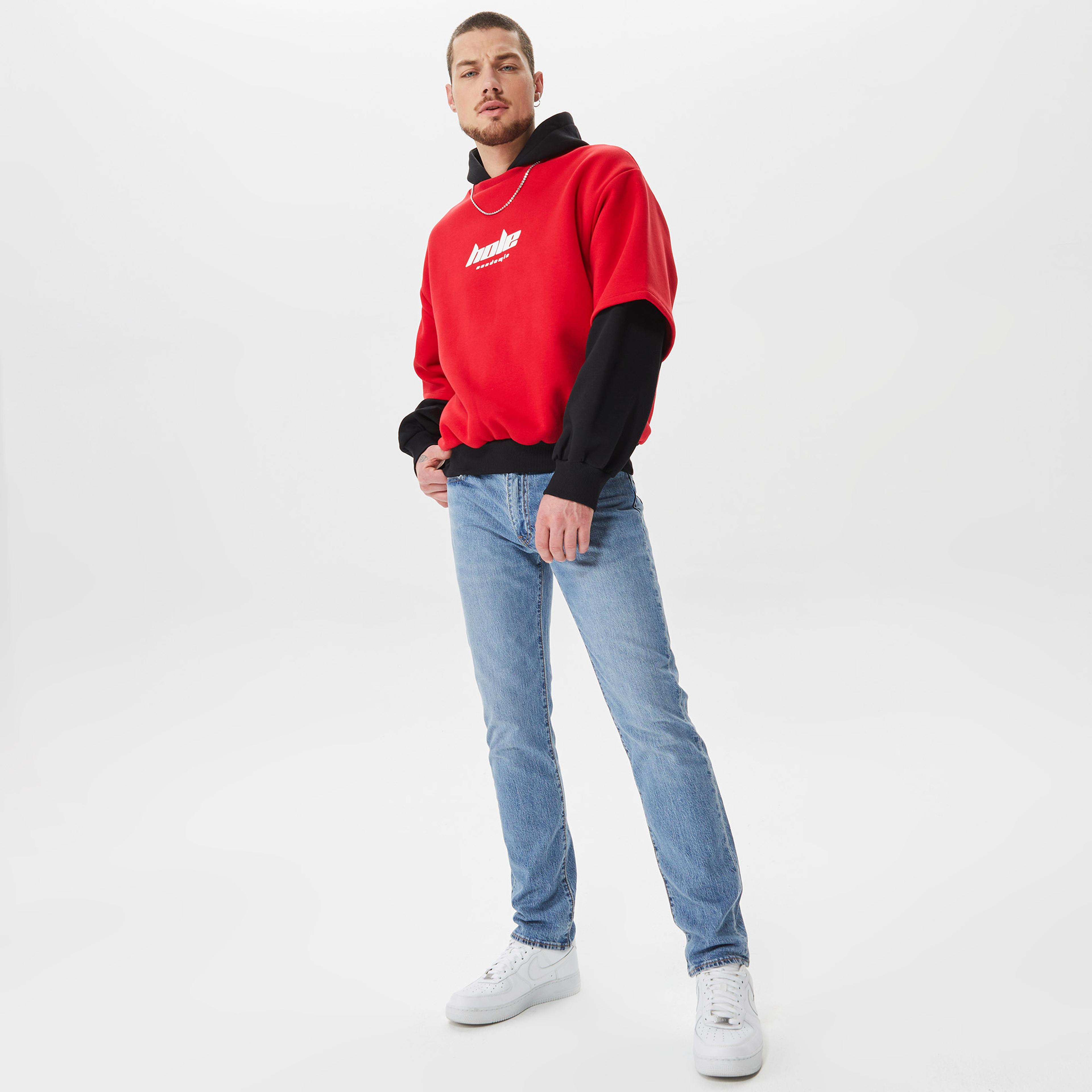 Holeacademie Essentials Erkek Kırmızı Hoodie