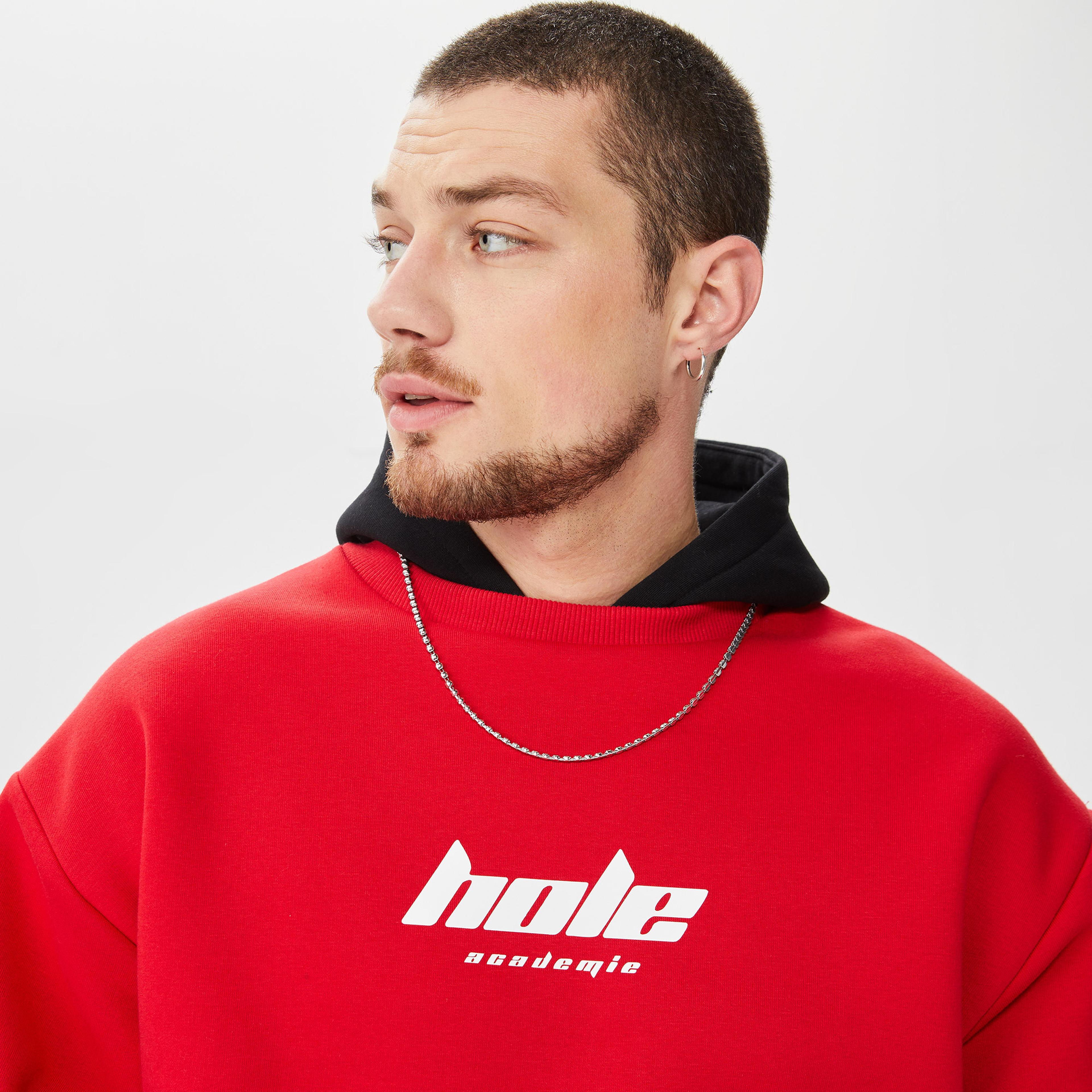 Holeacademie Essentials Erkek Kırmızı Hoodie