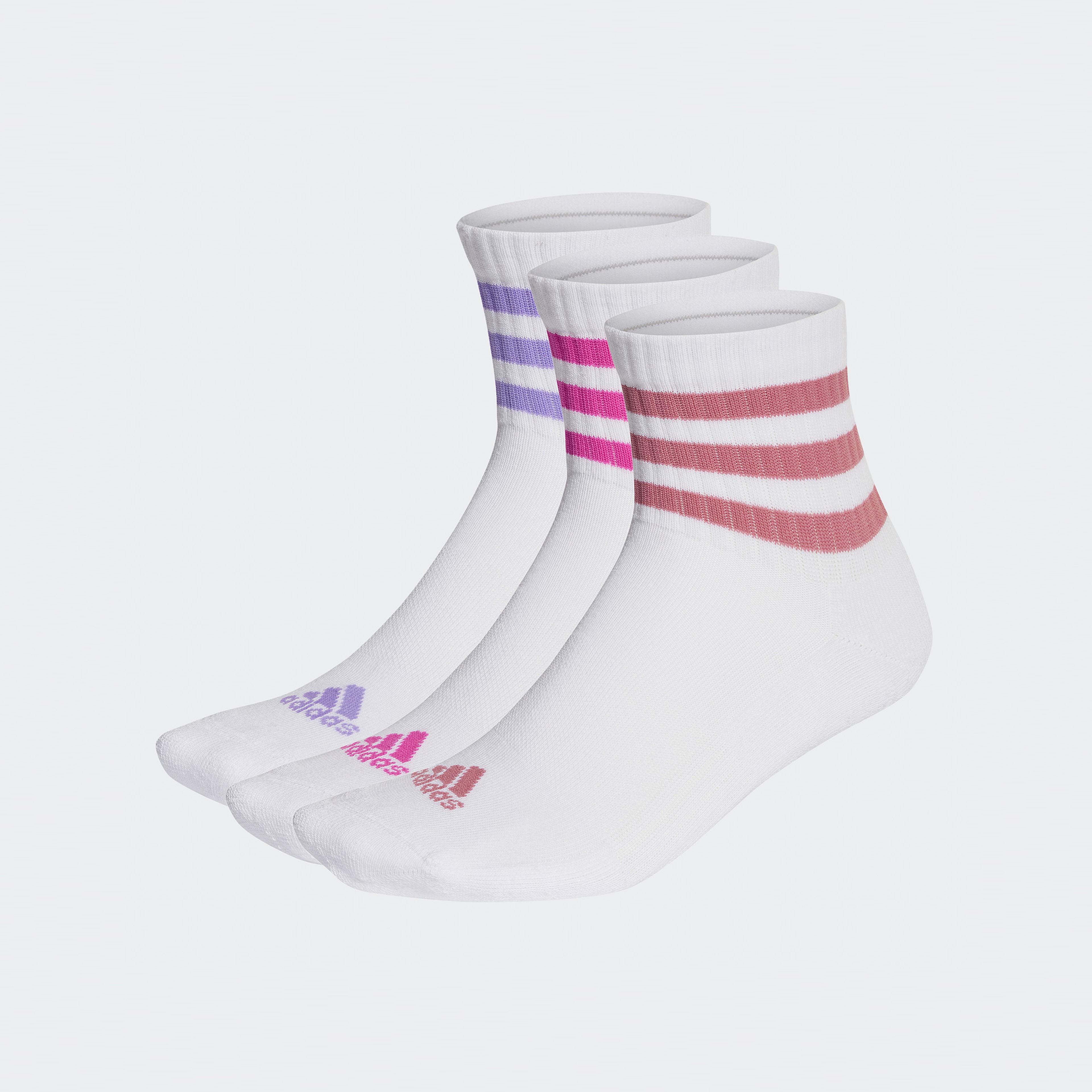 adidas 3-Stripes Sportswear Yastıklamalı Yarım Bilekli  3 Çift Unisex Beyaz Çorap