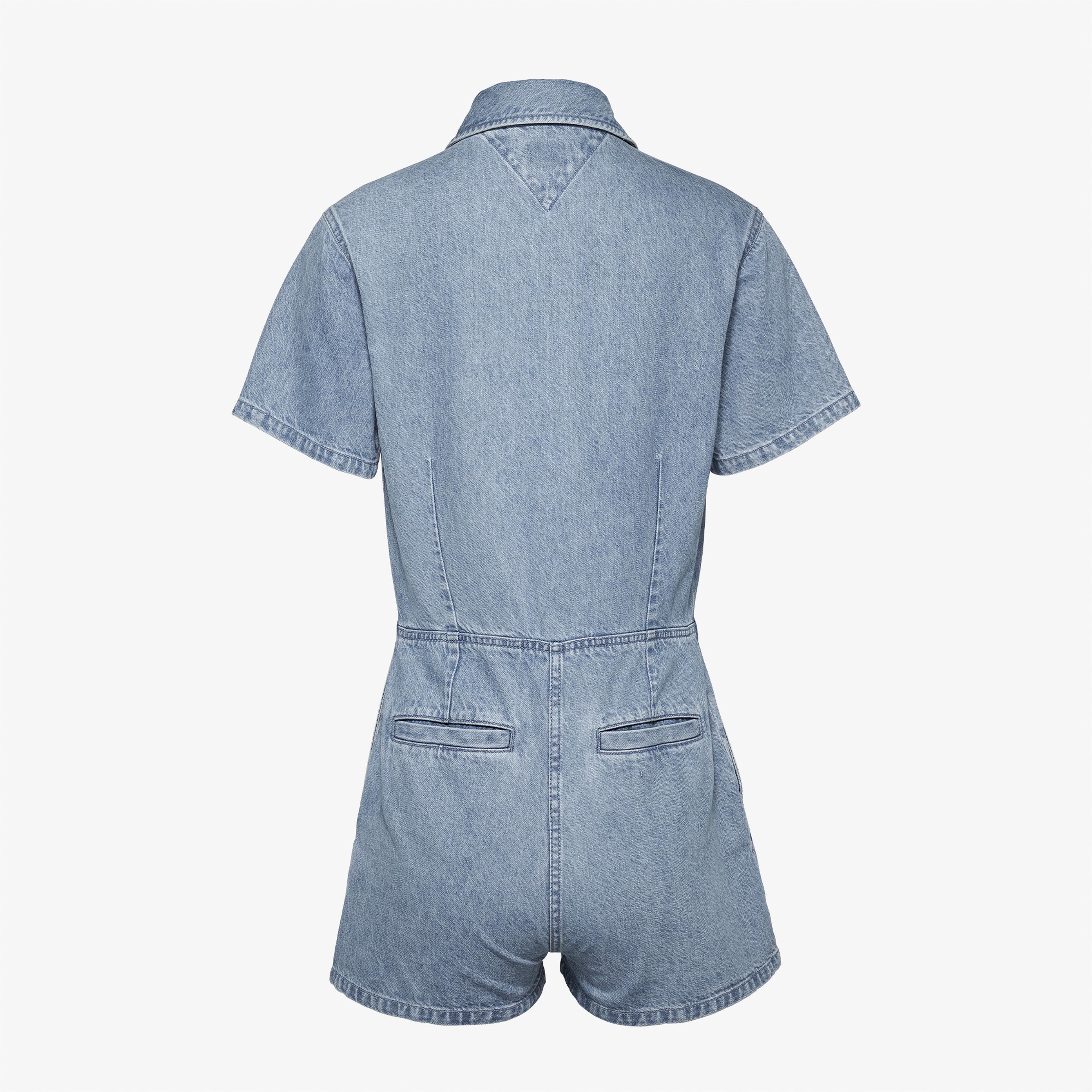 Tommy Jeans Badge Denim Playsuit Kadın Lacivert Tulum