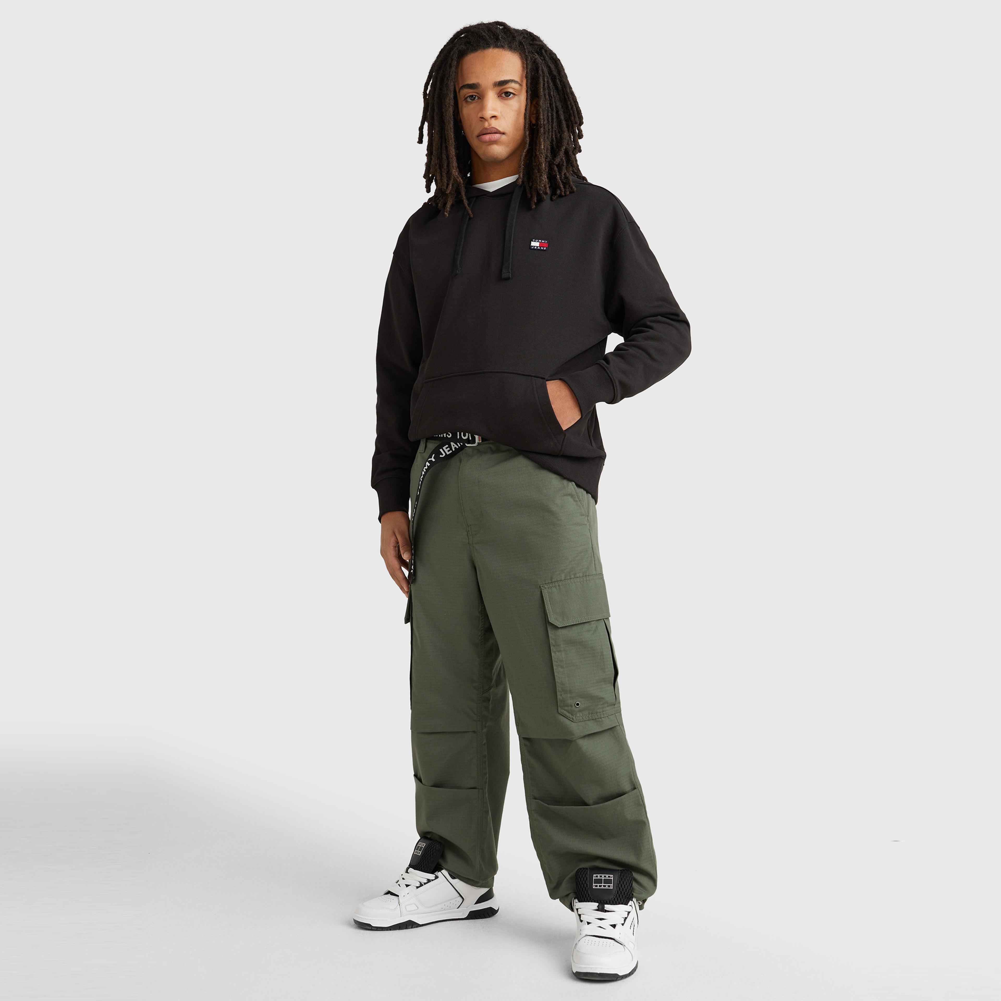 Tommy Jeans Relax Xs Badge Hoodie Erkek Siyah Sweatshirt
