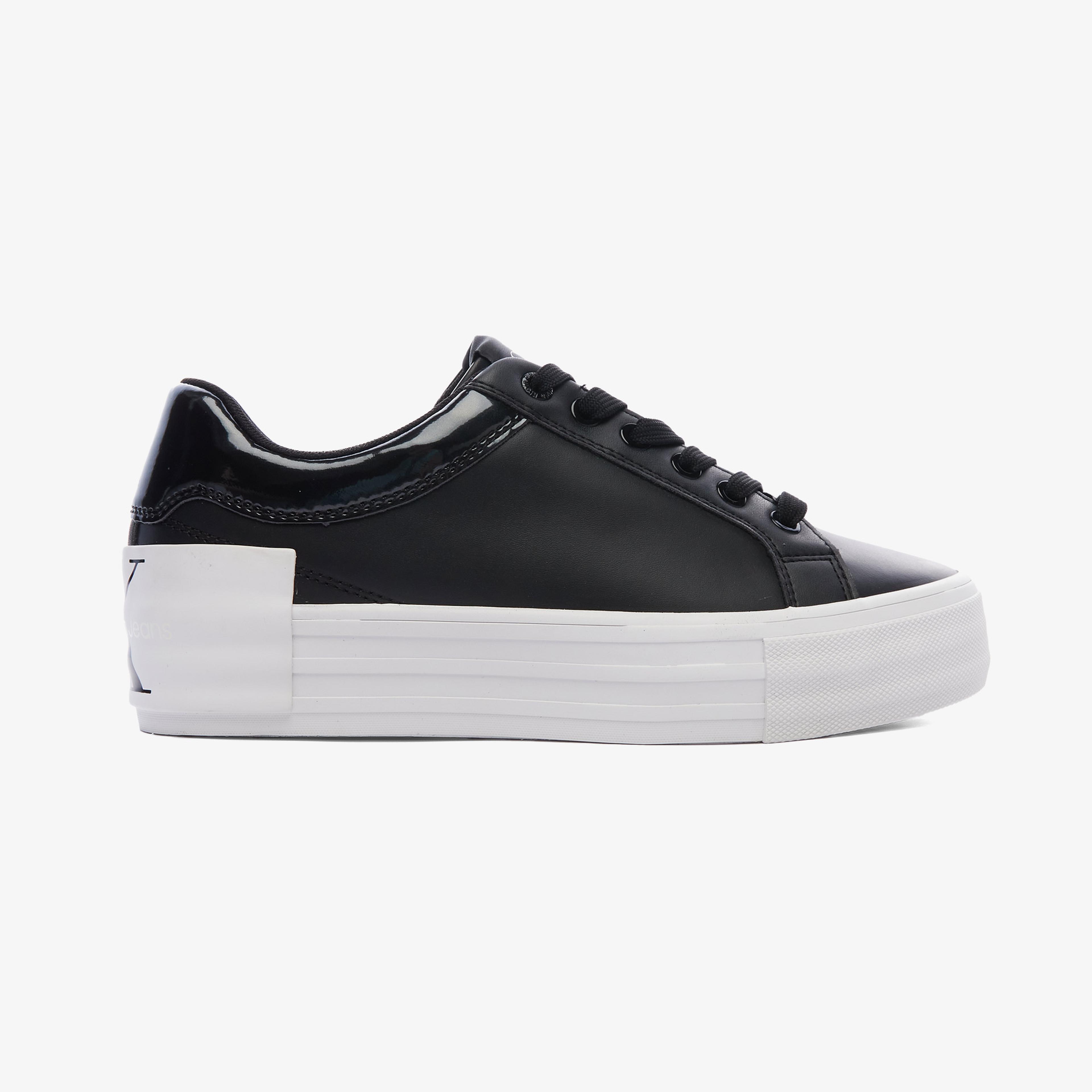 Calvin Klein Jeans Vulc Flatform Bold Leather-Glossy Kadın Siyah Sneaker