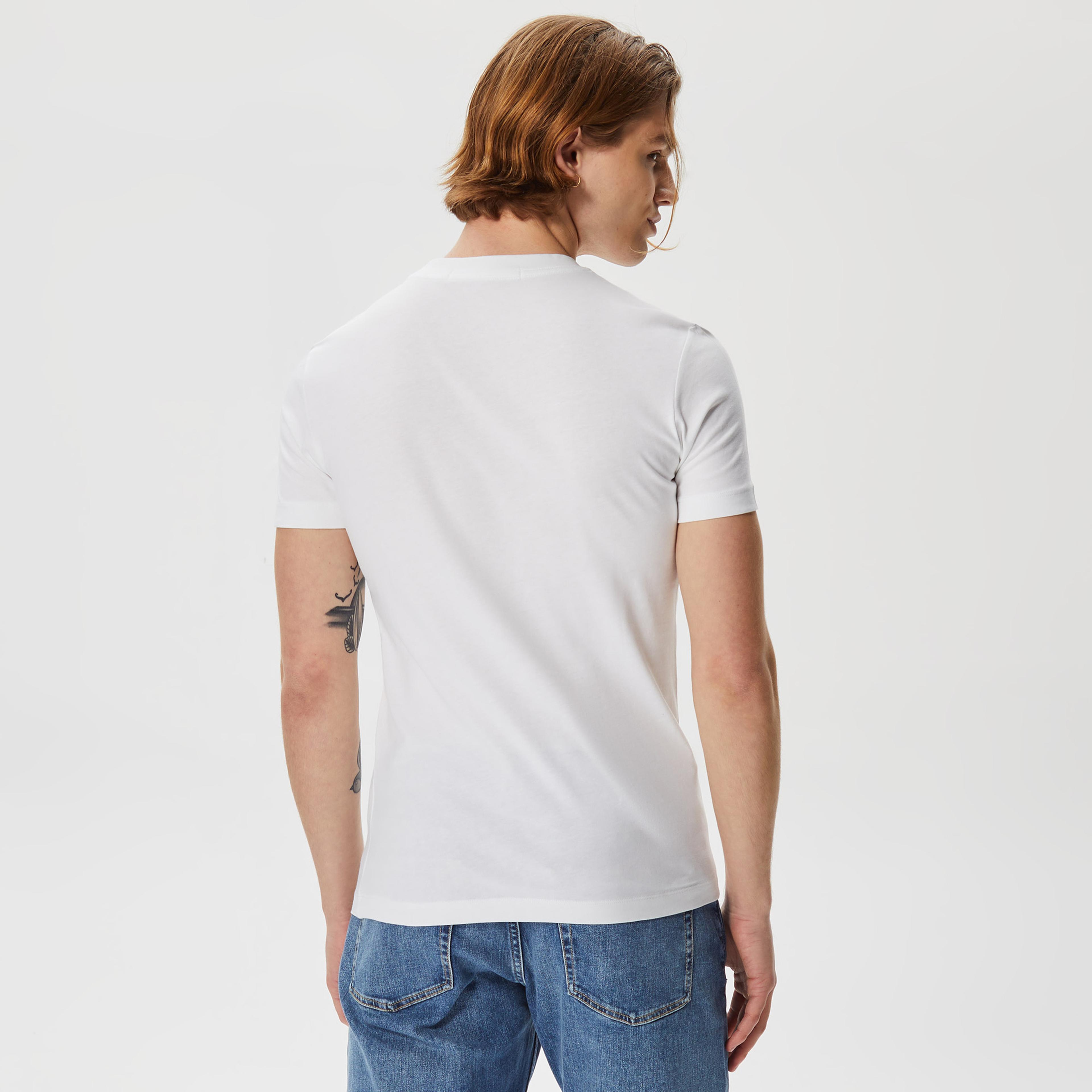 Calvin Klein Jeans Transparent Stripe Logo Erkek Beyaz T-Shirt