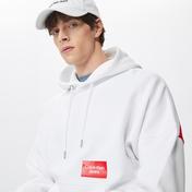 Calvin Klein Jeans Bold Logo Colorblock Hoodie Erkek Beyaz Sweatshirt