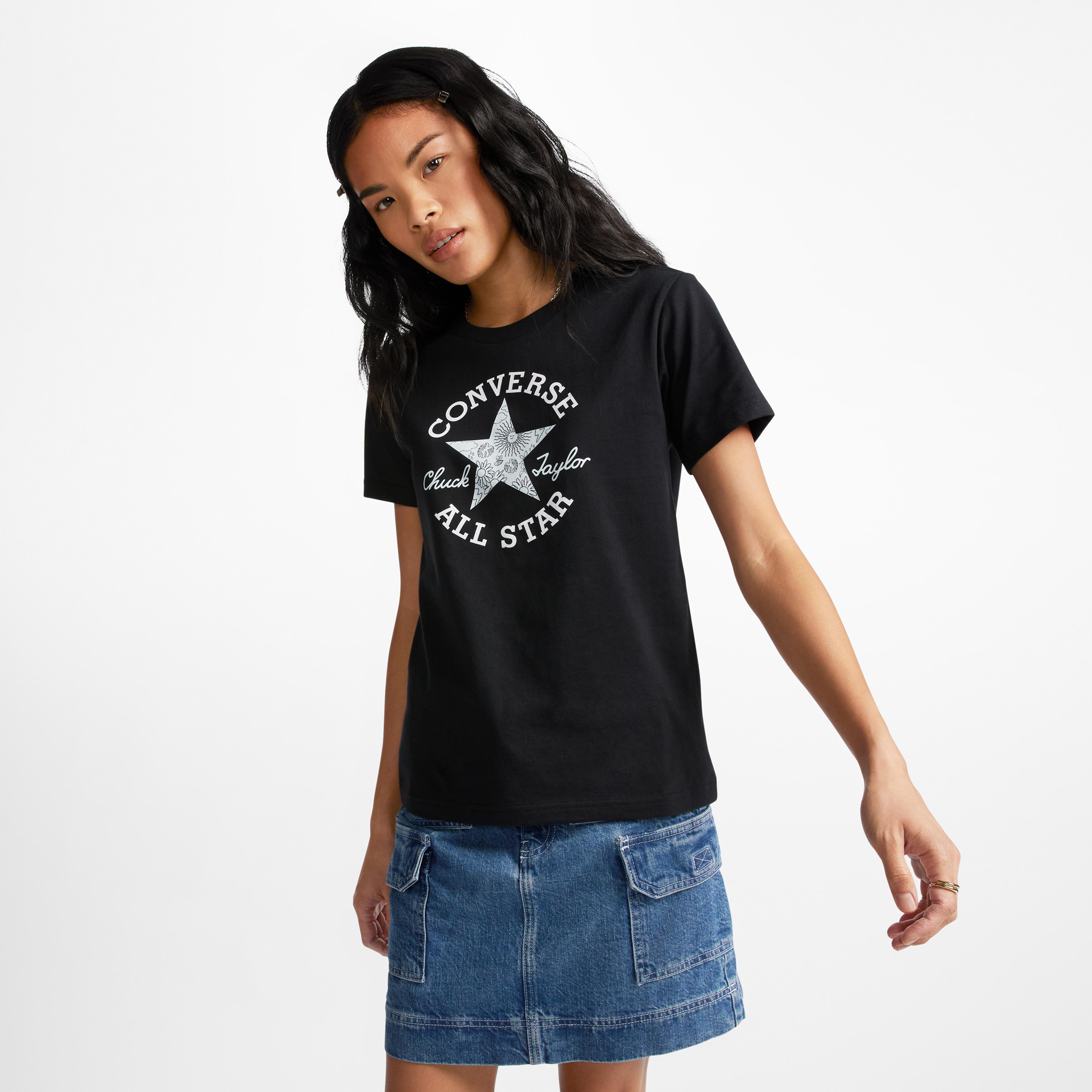 Converse Chuck Taylor Patch Kadın Siyah T-Shirt
