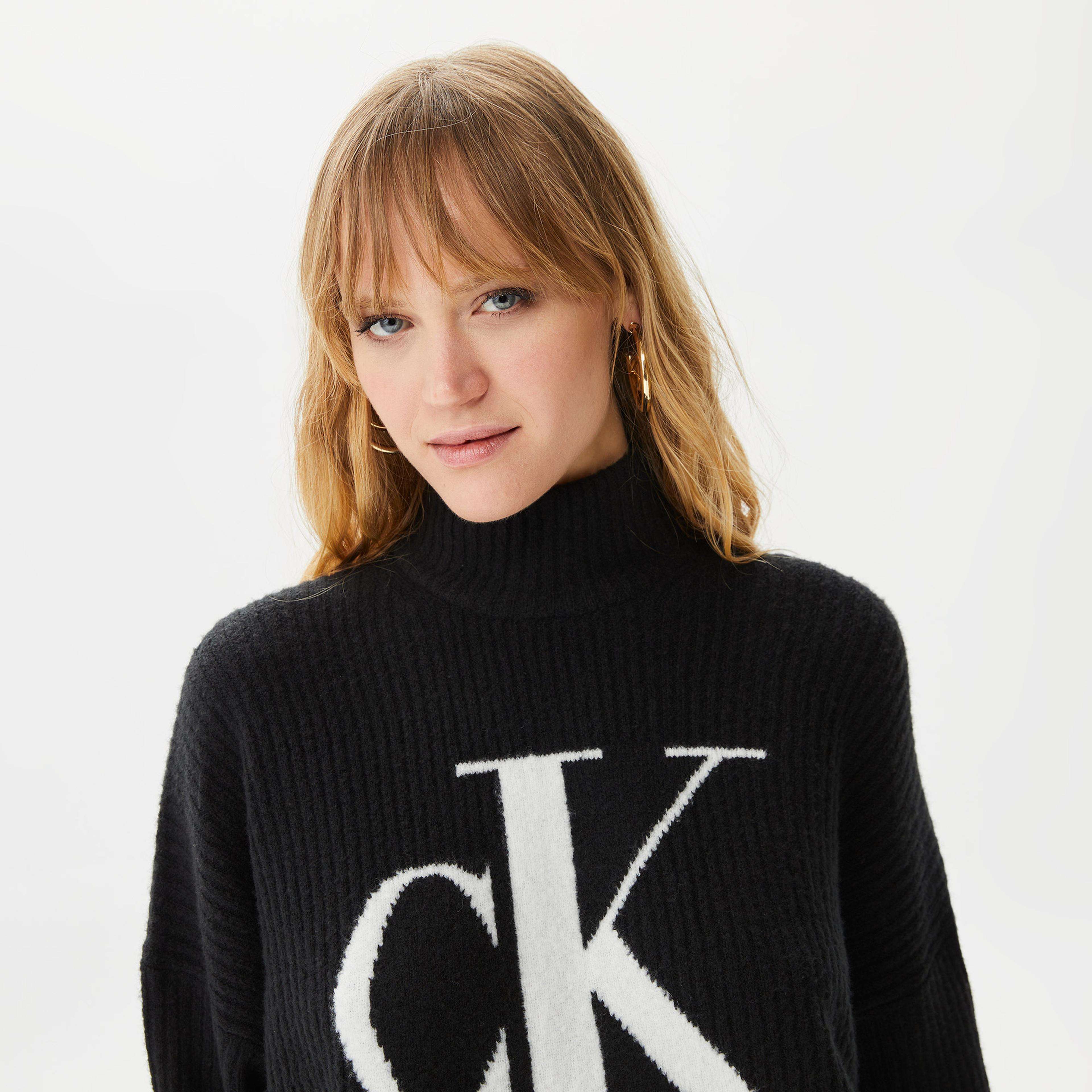 Calvin Klein Jeans Oversized Sweater Kadın Siyah Kazak