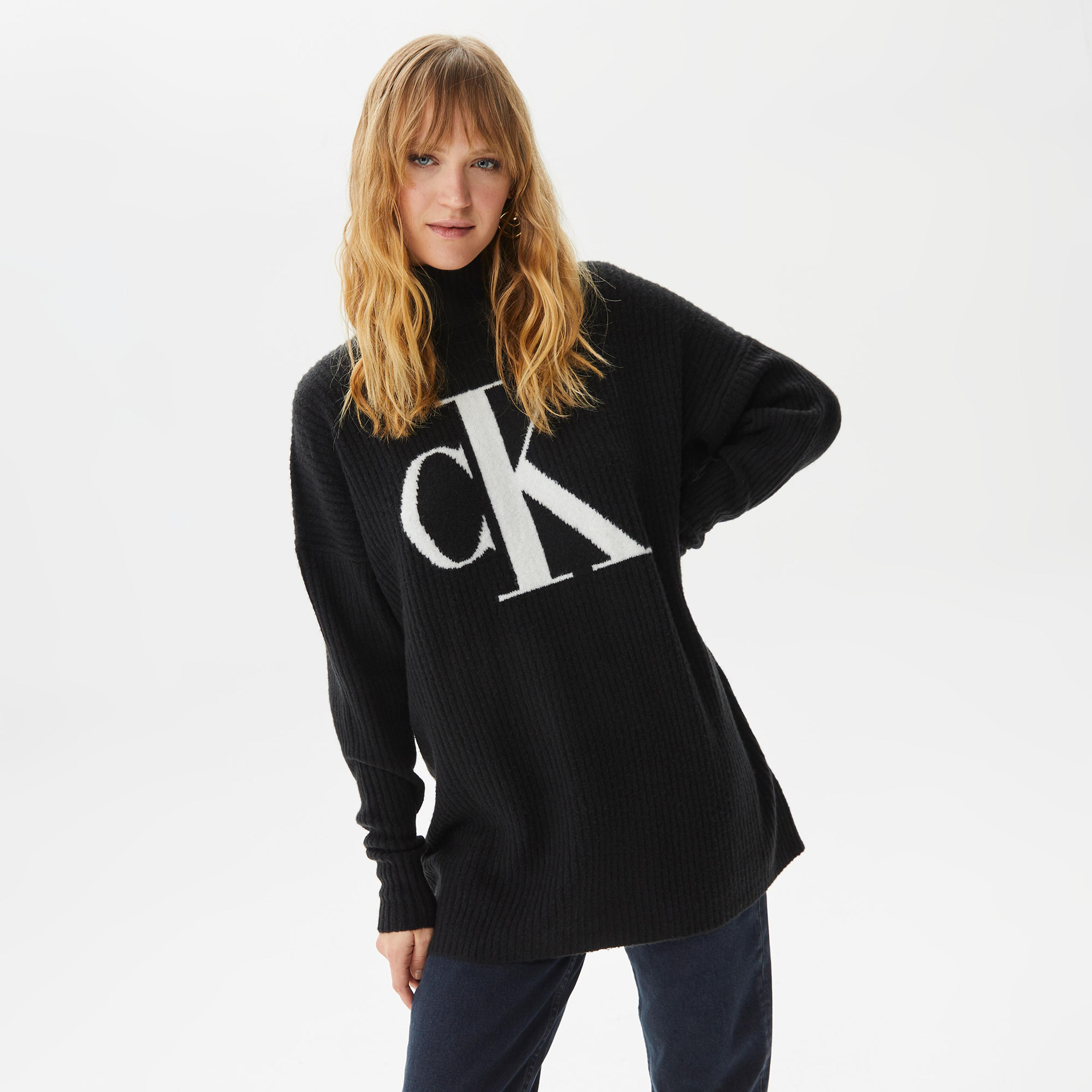Calvin Klein Jeans Oversized Sweater Kadın Siyah Kazak