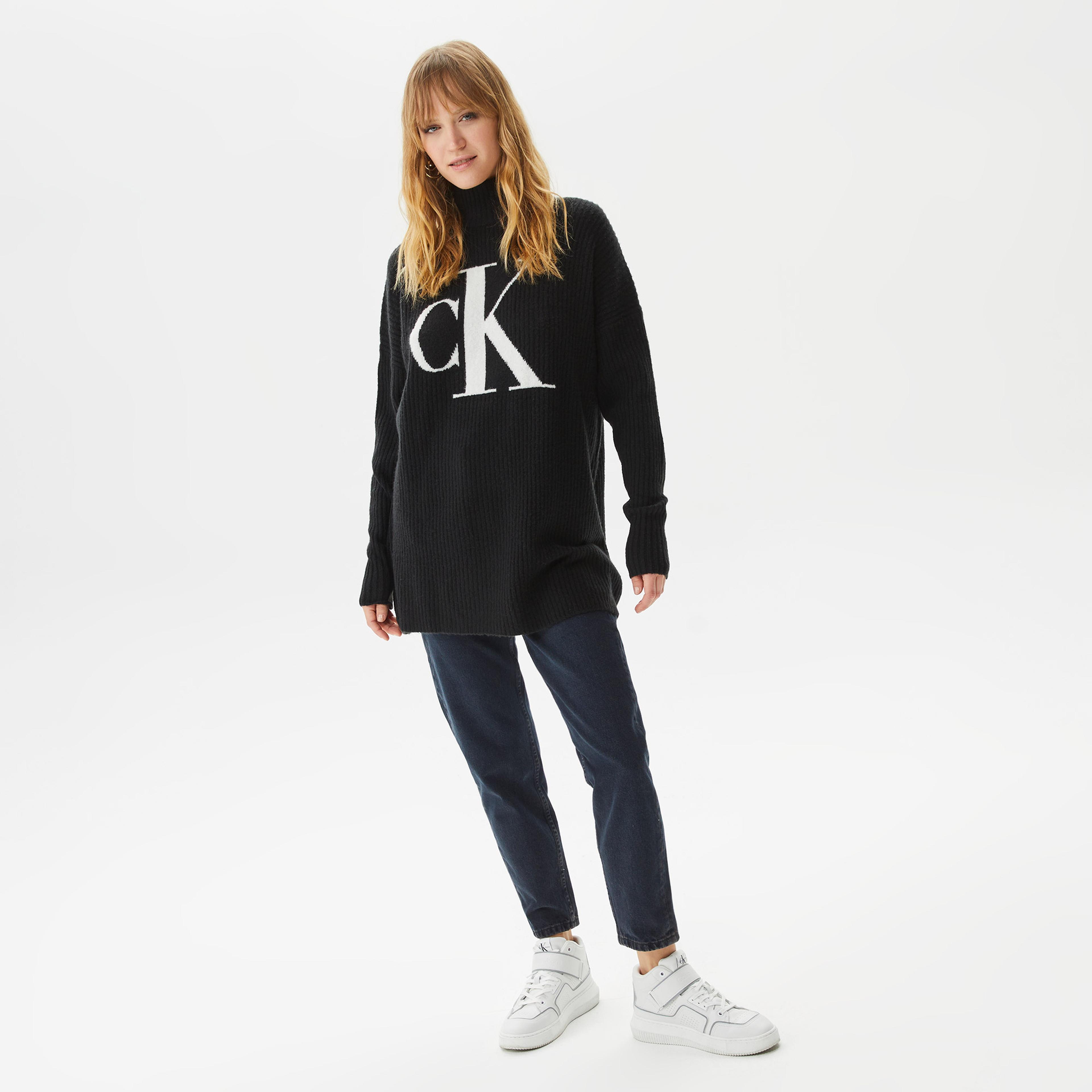 Calvin Klein Jeans Oversized Sweater Kadın Siyah Kazak