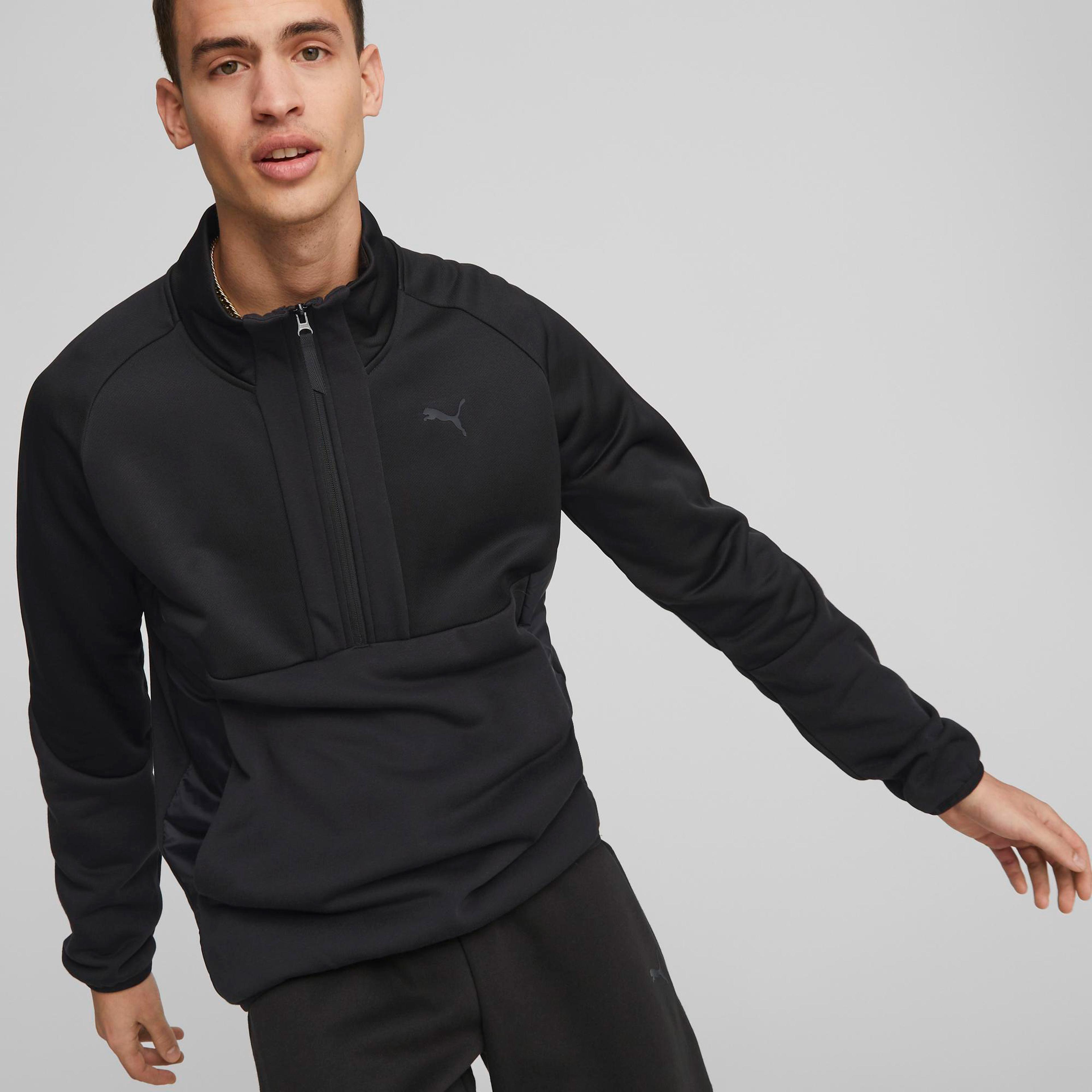 Puma tech Half-Zip Erkek Siyah Sweatshirt