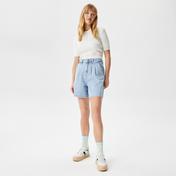 Lacoste Kadın Loose Fit Denim Açık Mavi Bermuda