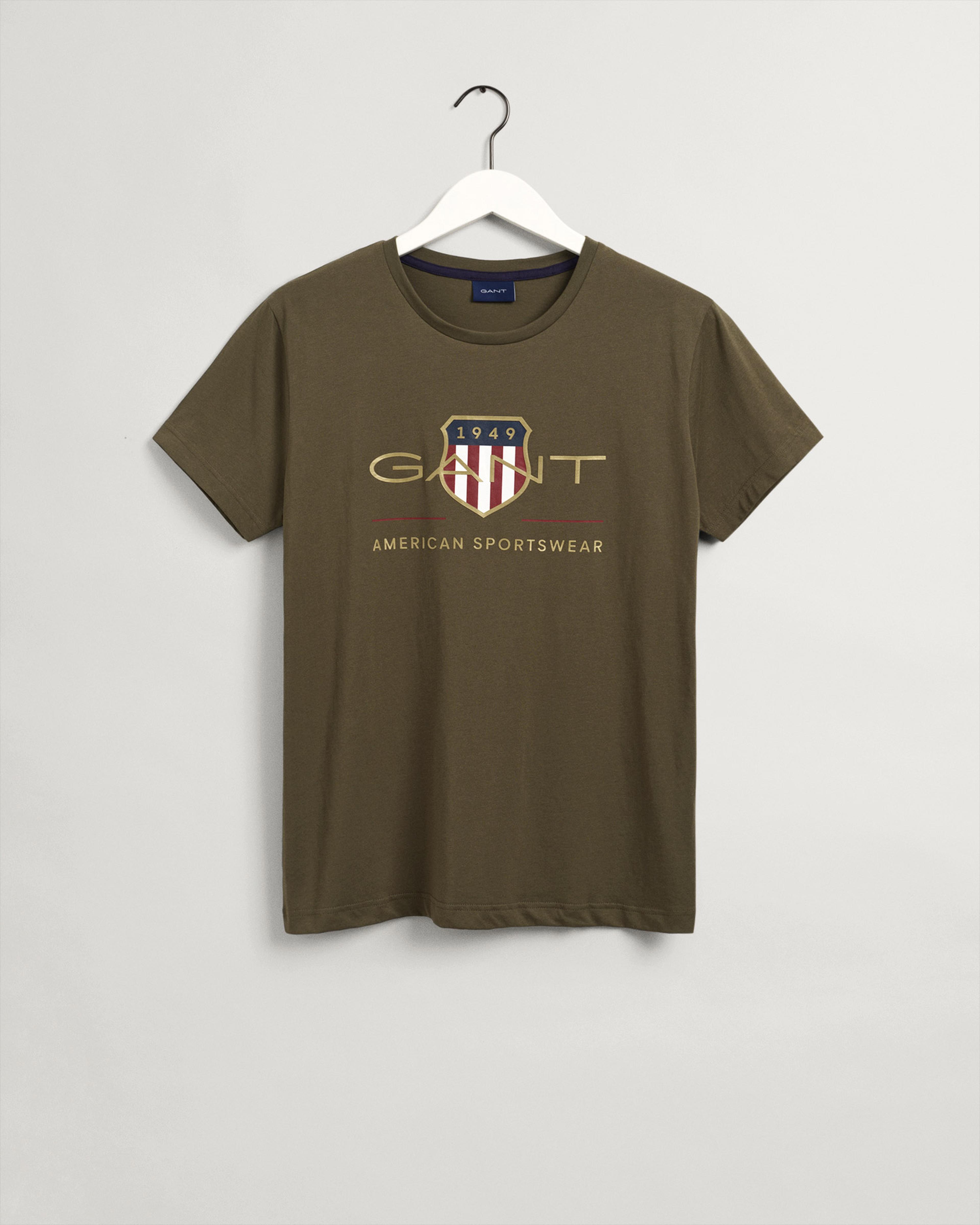 GANT Erkek Yeşil Regular Fit Bisiklet Yaka Logolu T-shirt