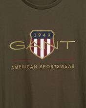 GANT Erkek Yeşil Regular Fit Bisiklet Yaka Logolu T-shirt