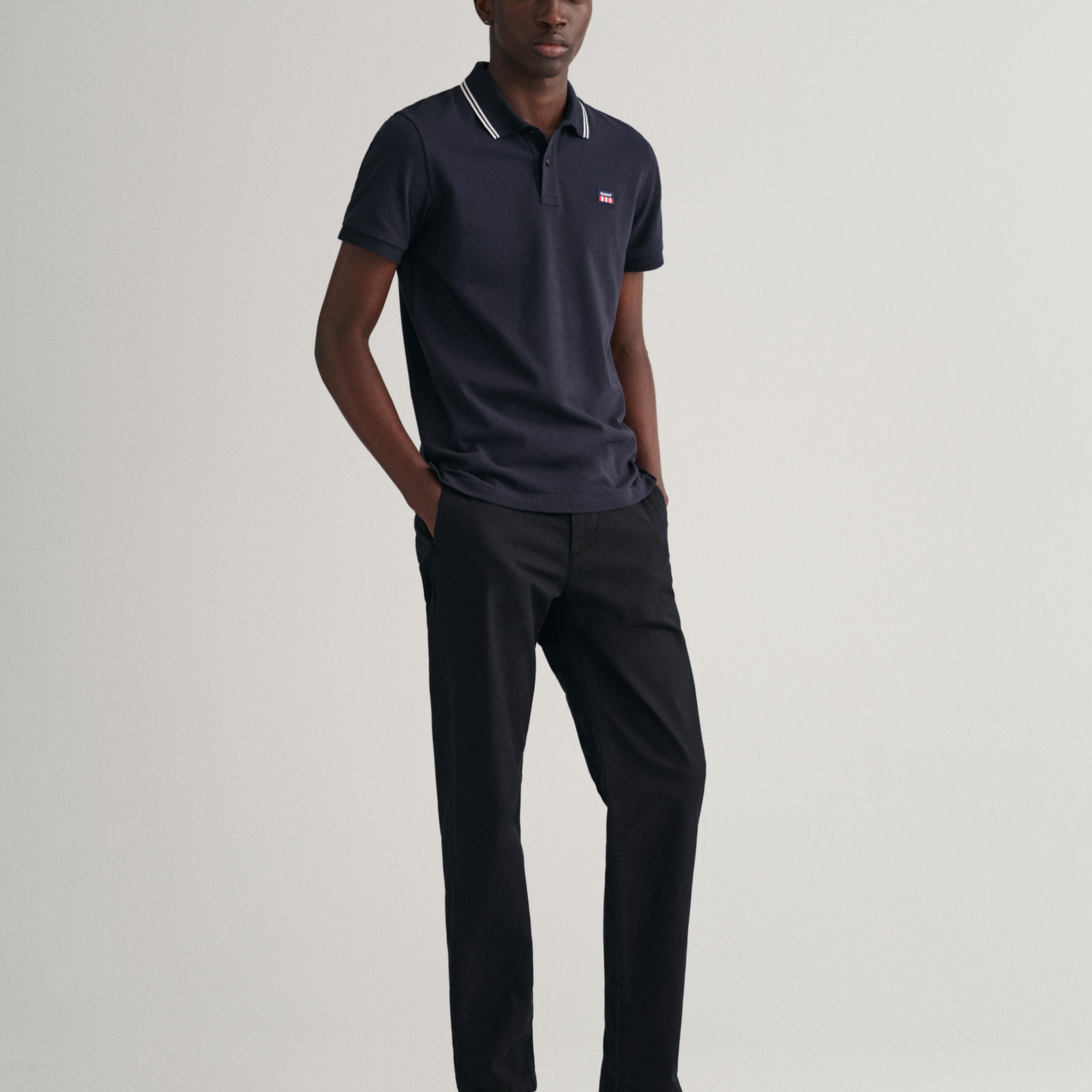 GANT Erkek Siyah Regular Fit Logolu Polo