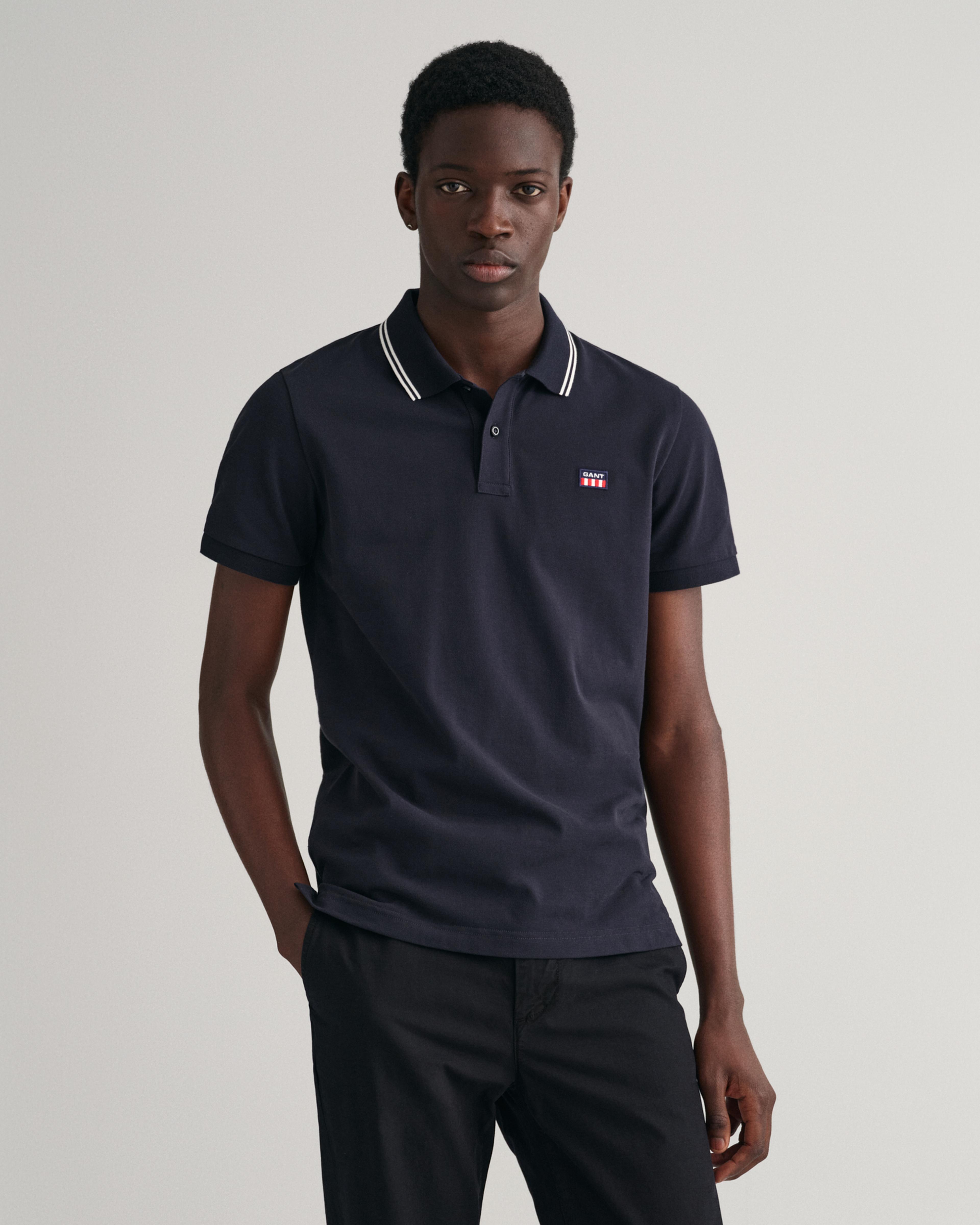 GANT Erkek Siyah Regular Fit Logolu Polo