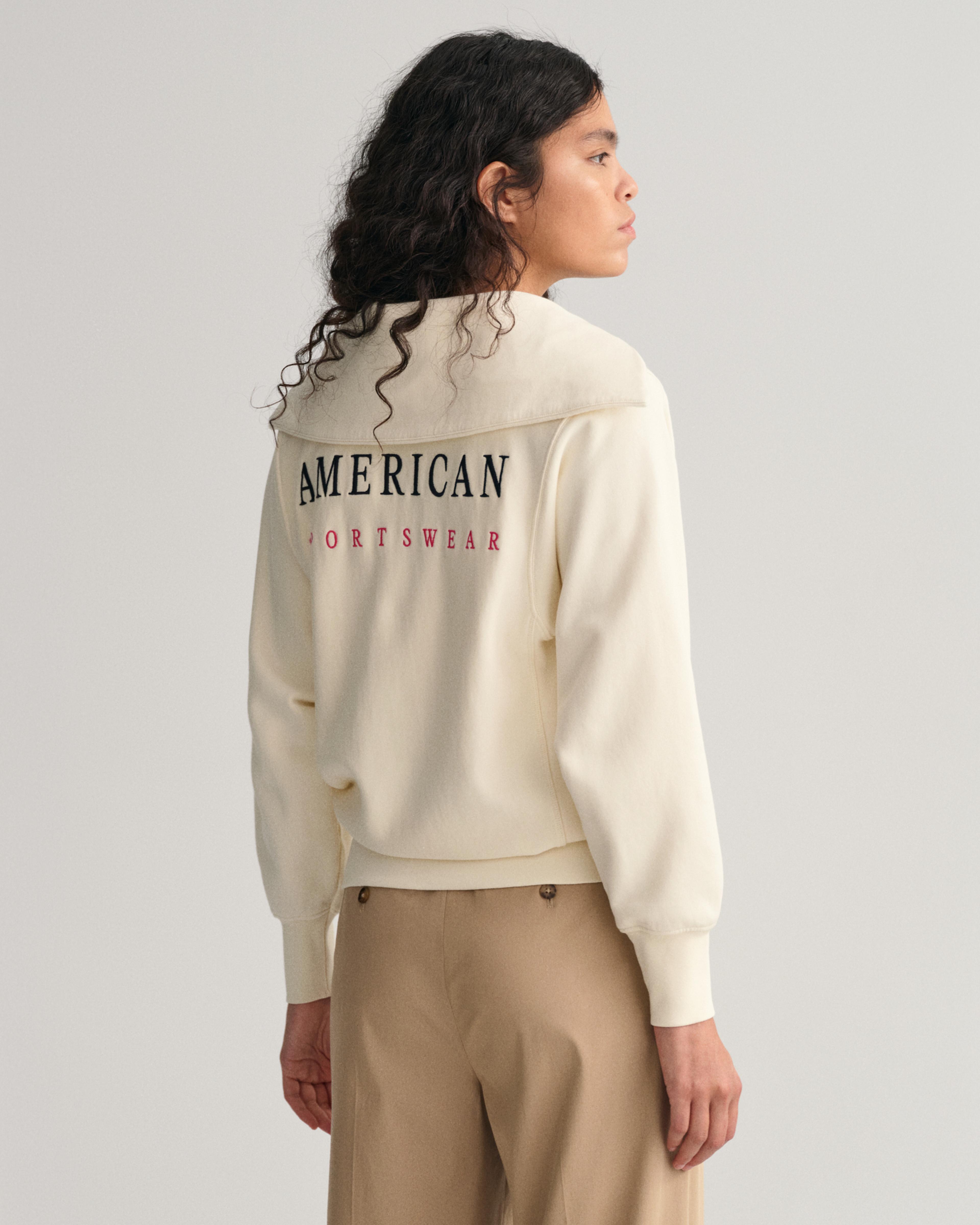 GANT Kadın Bej Relaxed Fit Yarım Fermuarlı Sweatshirt