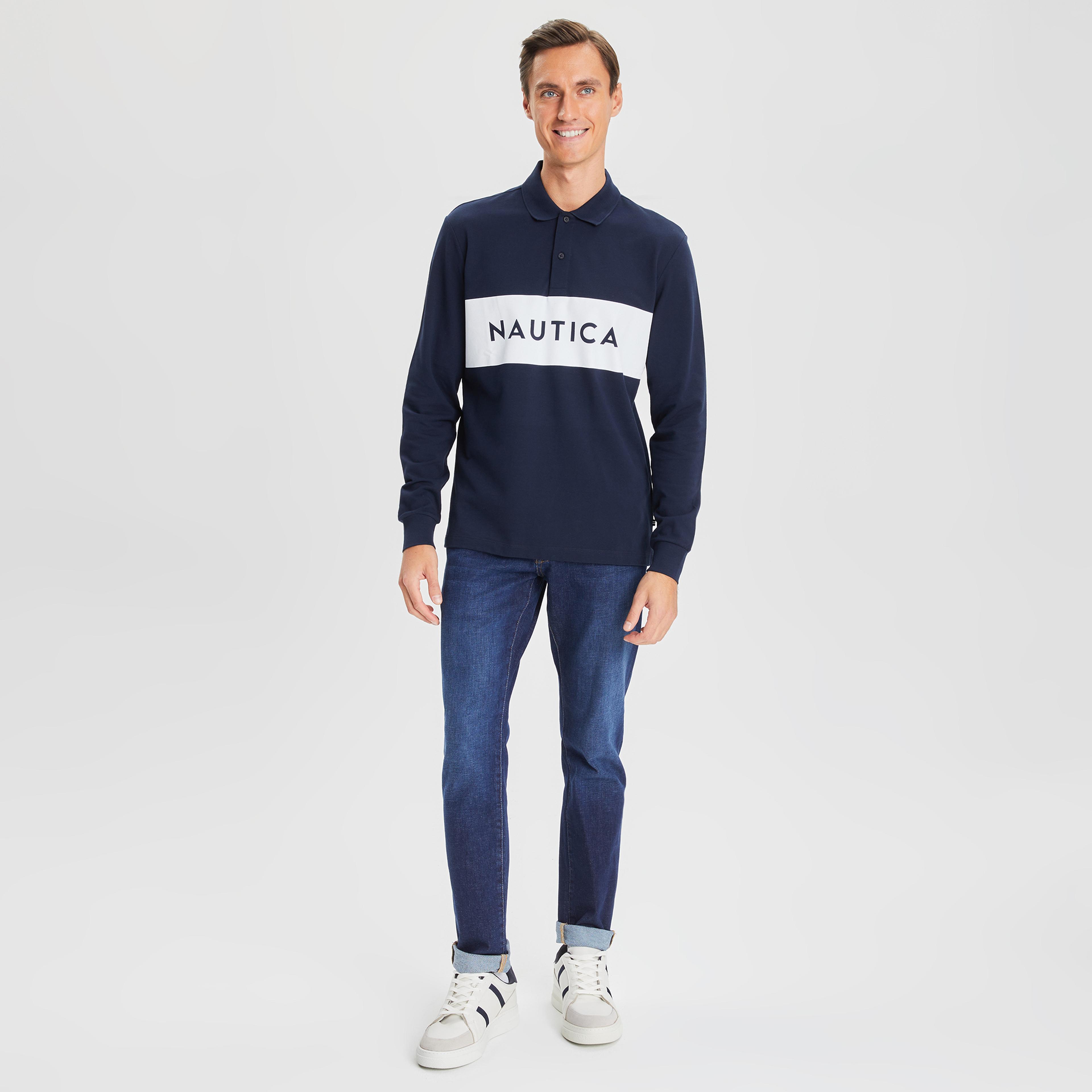 Nautica Erkek Lacivert Classic Fit Uzun Kollu Polo