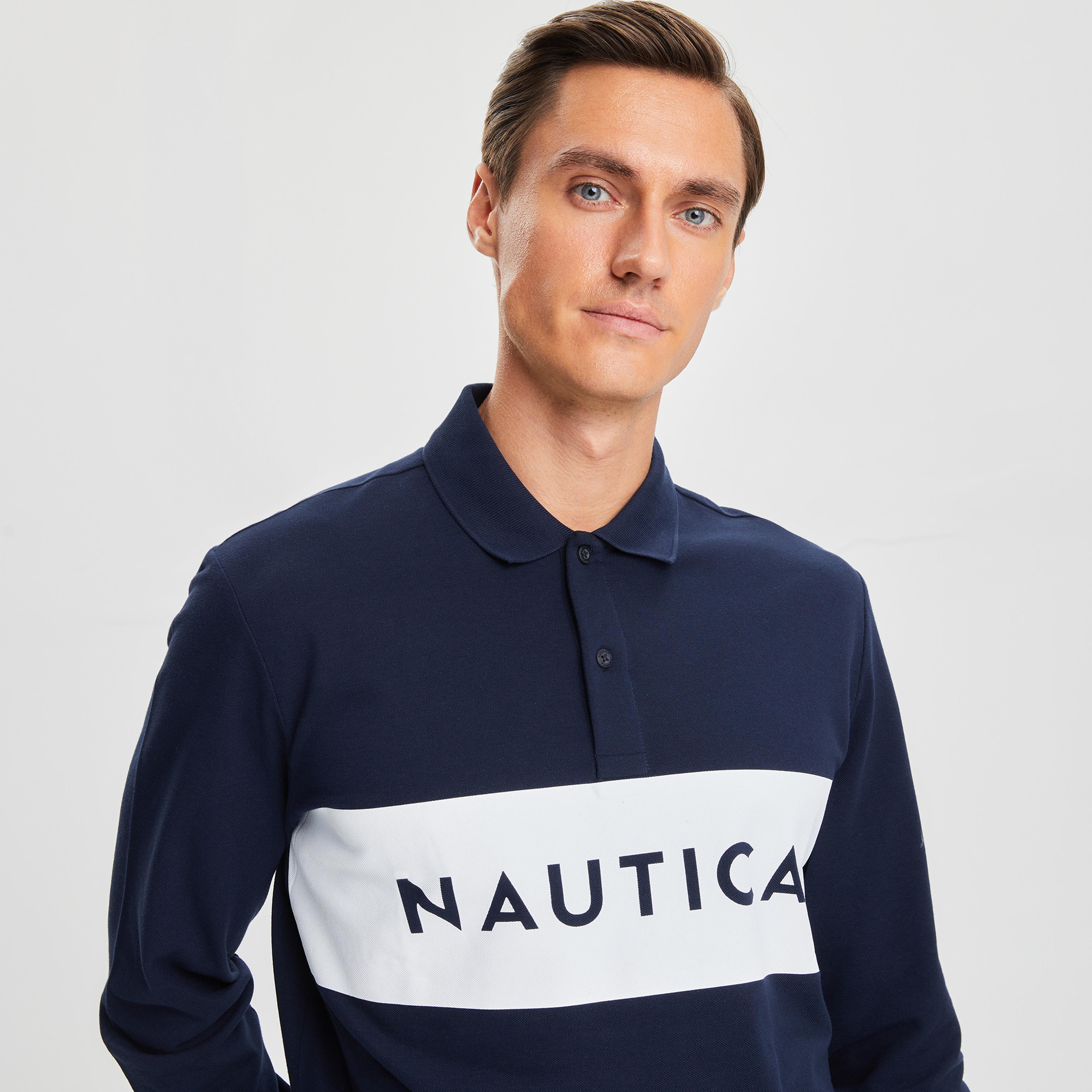 Nautica Erkek Lacivert Classic Fit Uzun Kollu Polo