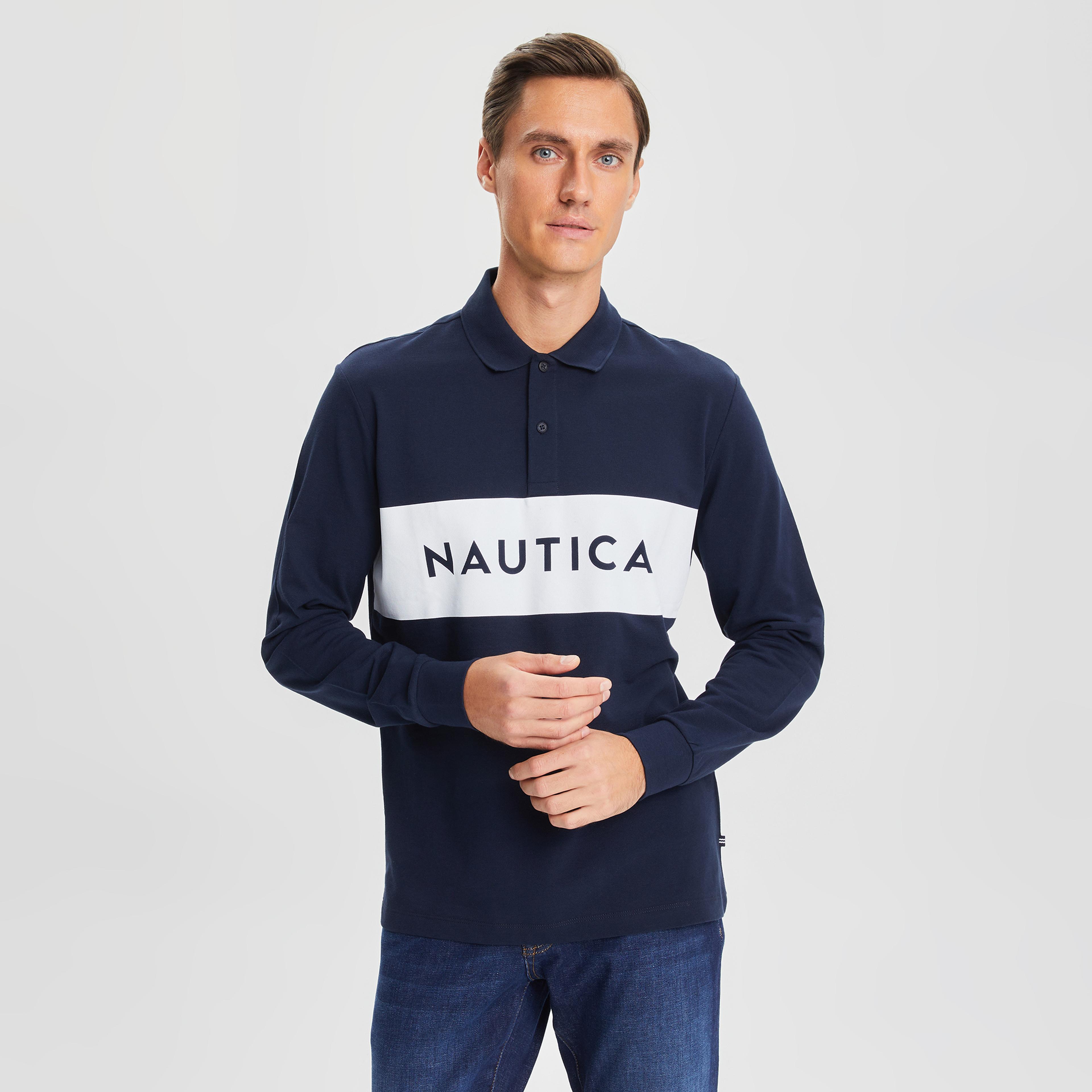 Nautica Erkek Lacivert Classic Fit Uzun Kollu Polo