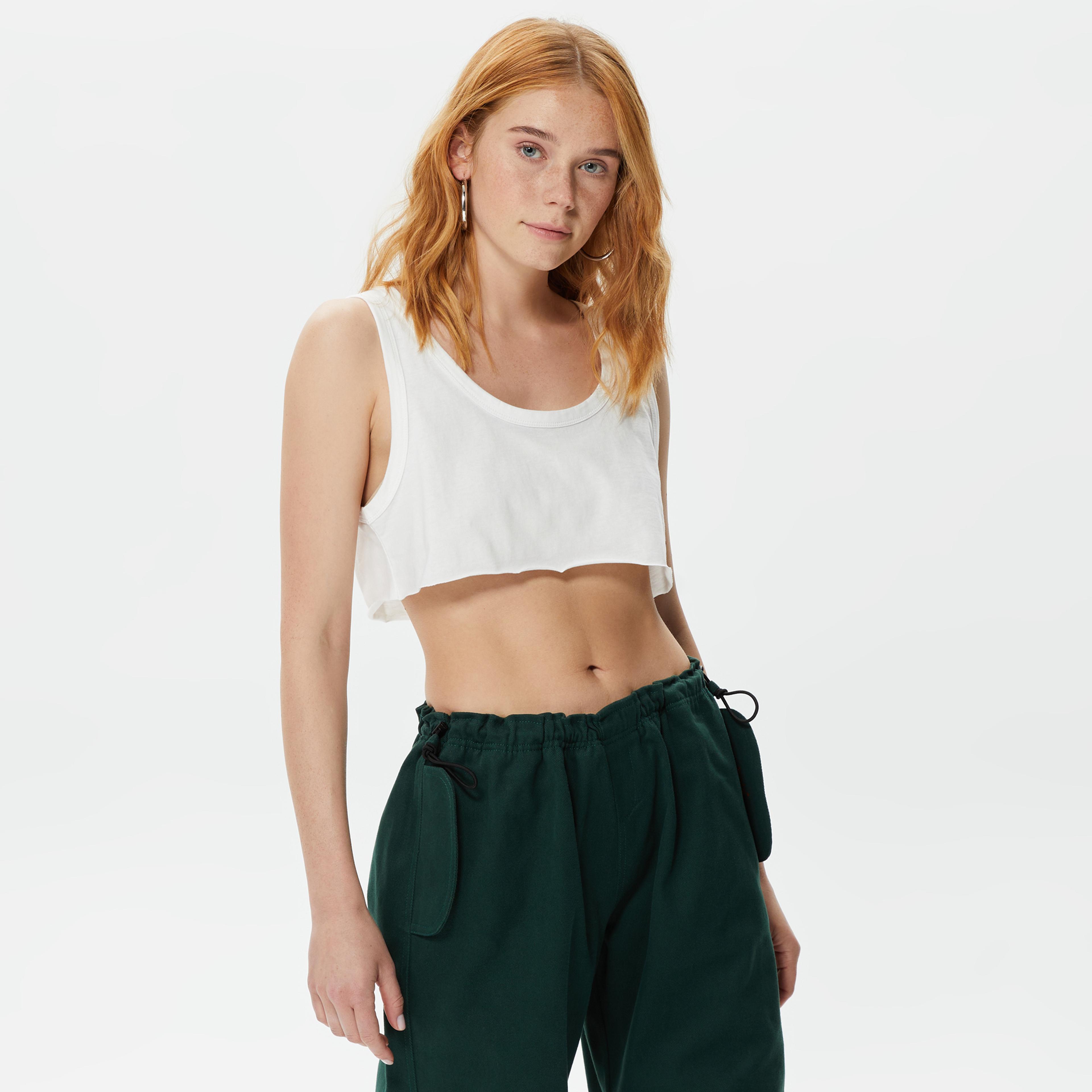 Holeacademie X The Meister Crop Kadın Krem T-Shirt