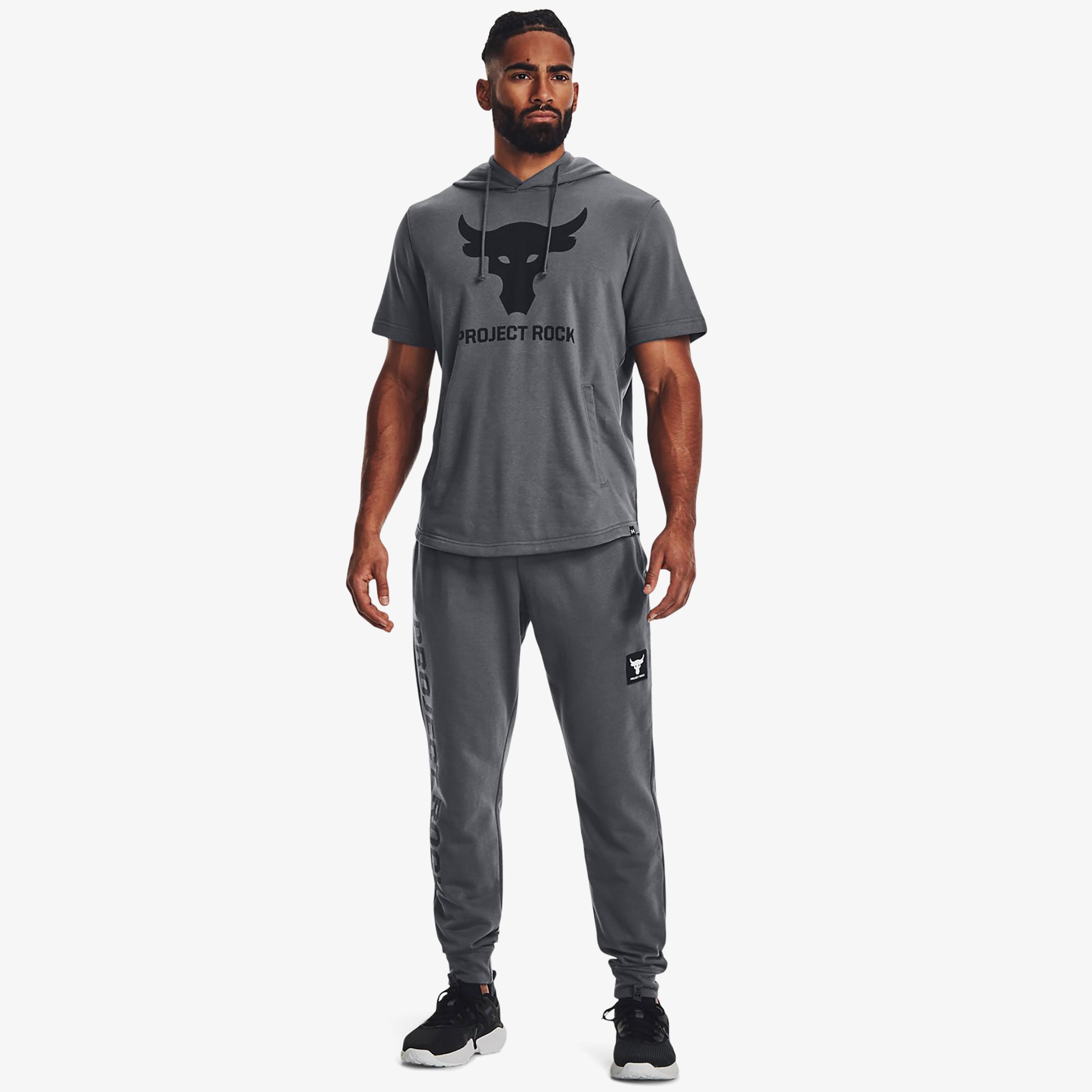 Under Armour Project Rock Terry Kısa Kollu Erkek Gri Kolsuz Sweatshirt