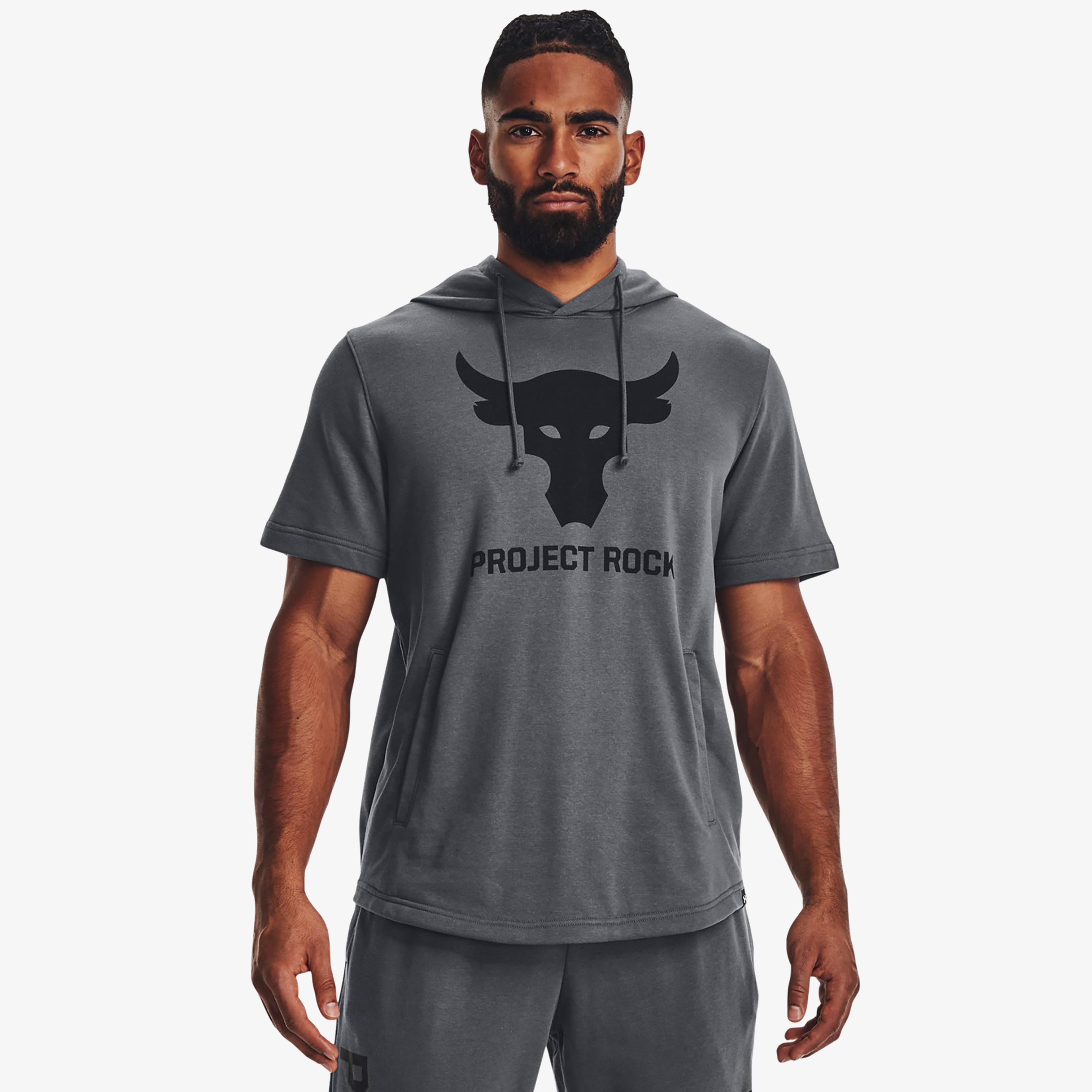Under Armour Project Rock Terry Kısa Kollu Erkek Gri Kolsuz Sweatshirt
