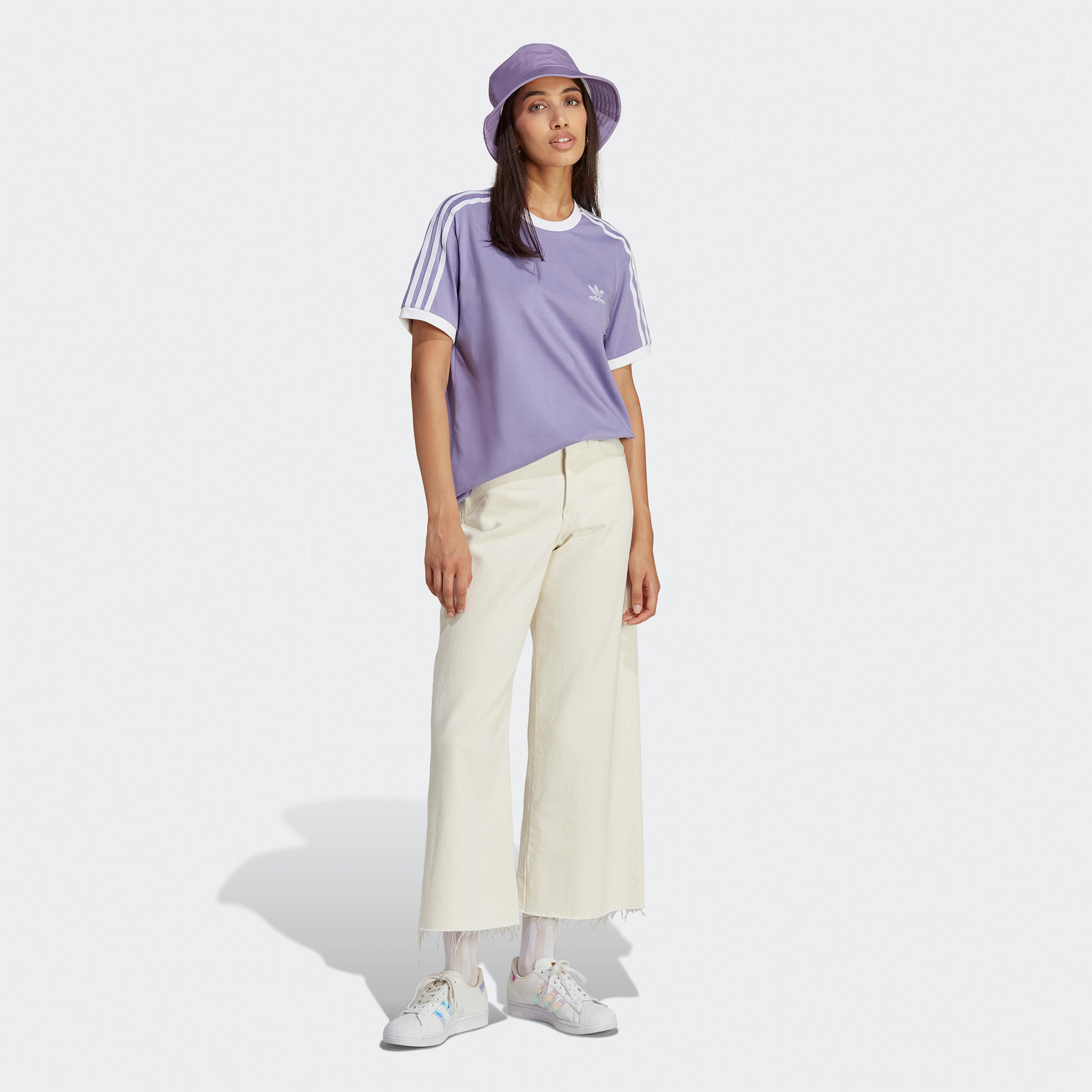 adidas Adicolor Classics 3 Stripes Kadın Mor T-Shirt