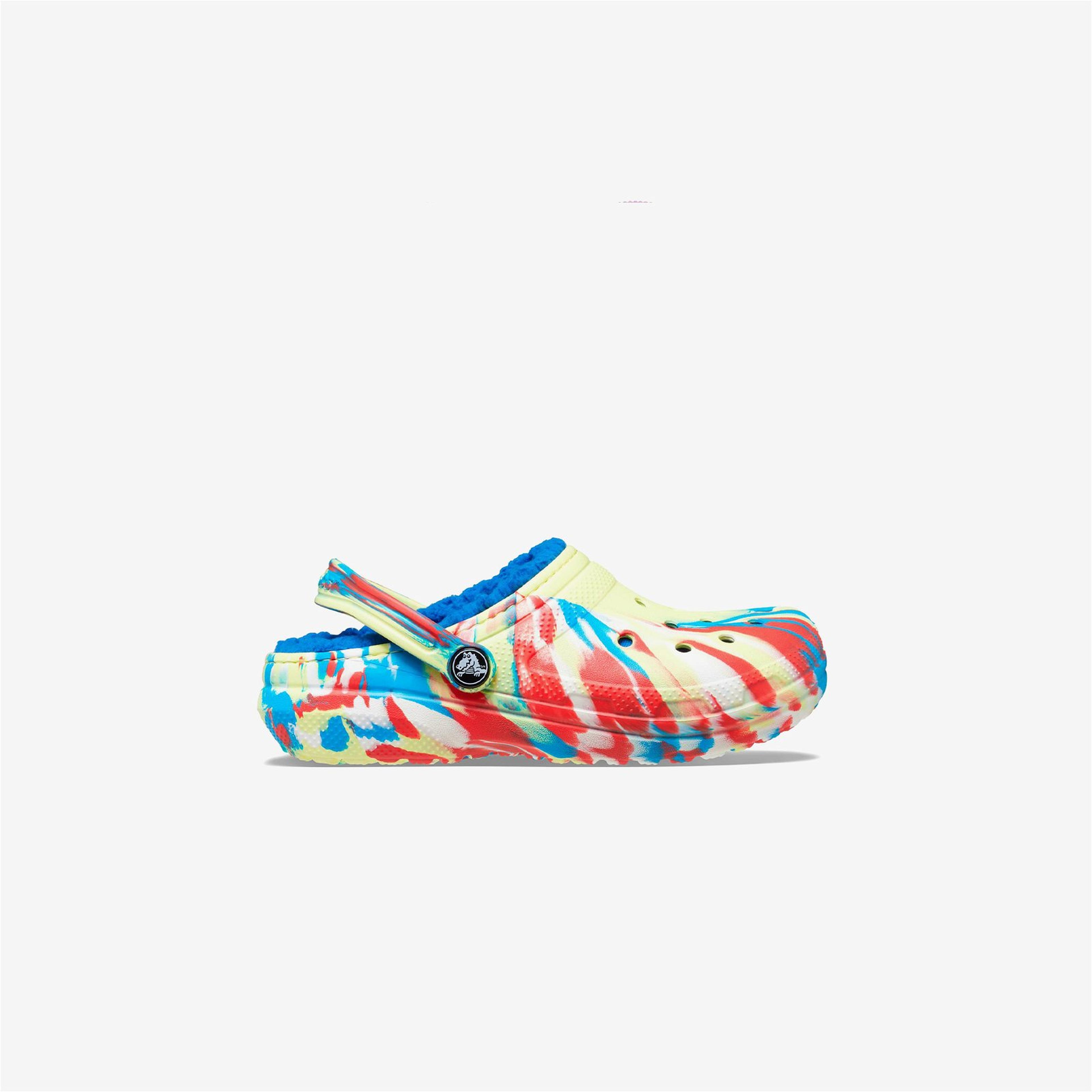 Crocs Classic Lined Marbled Pelüş Çocuk Renkli Terlik