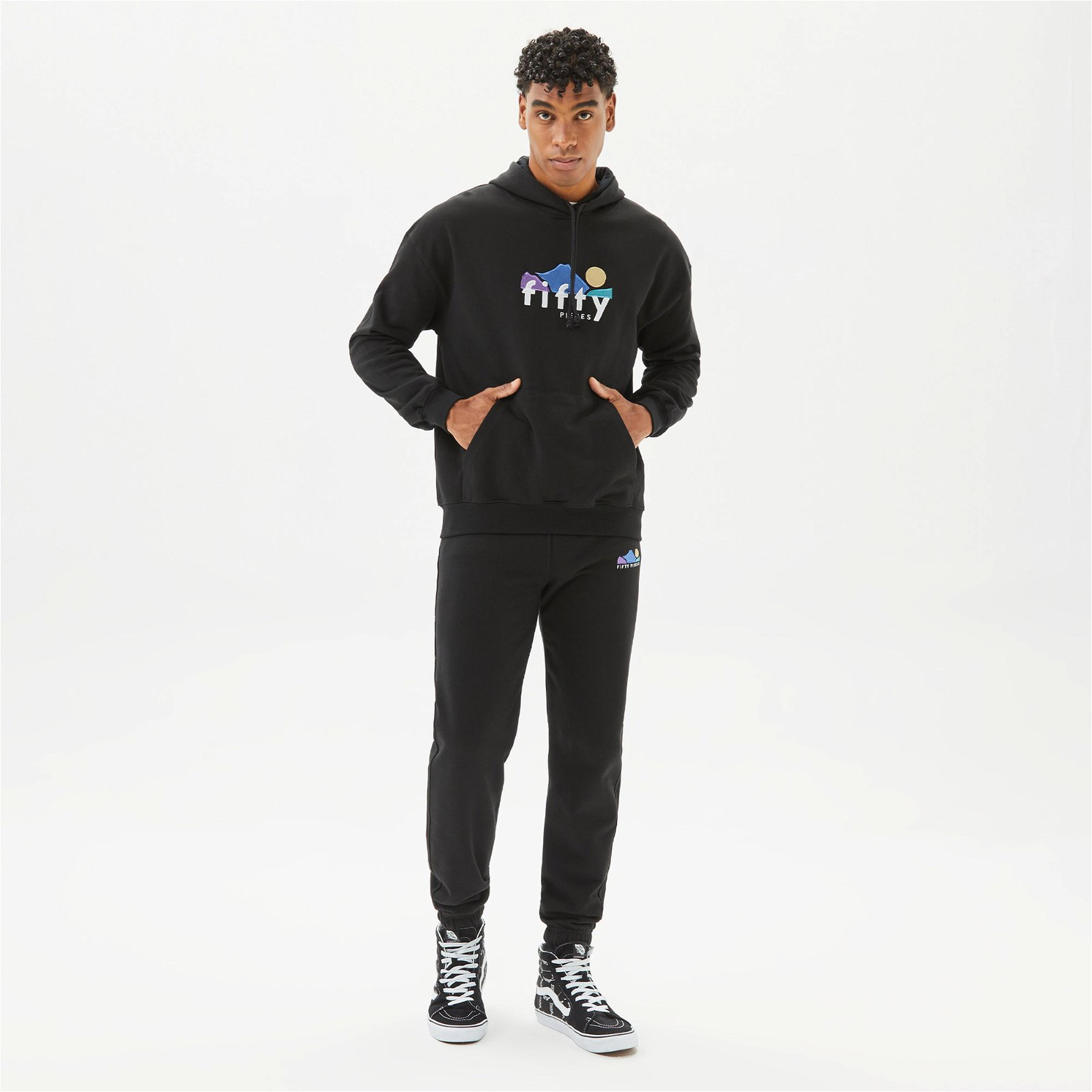 Fifty Pieces Erkek Siyah Loose Fit Jogger Eşofman Altı