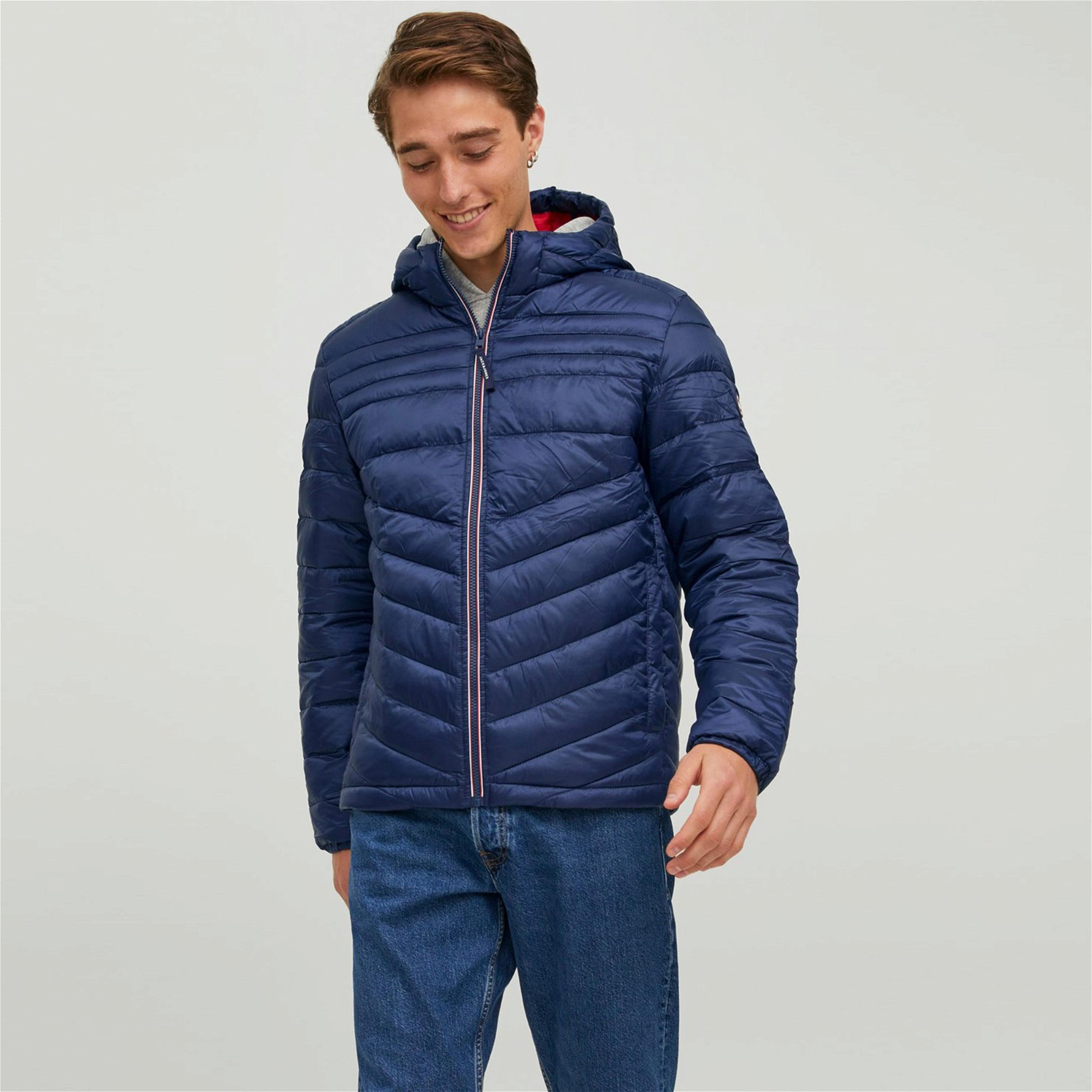 Jack & Jones Jjehero Puffer Hood Erkek Lacivert Mont