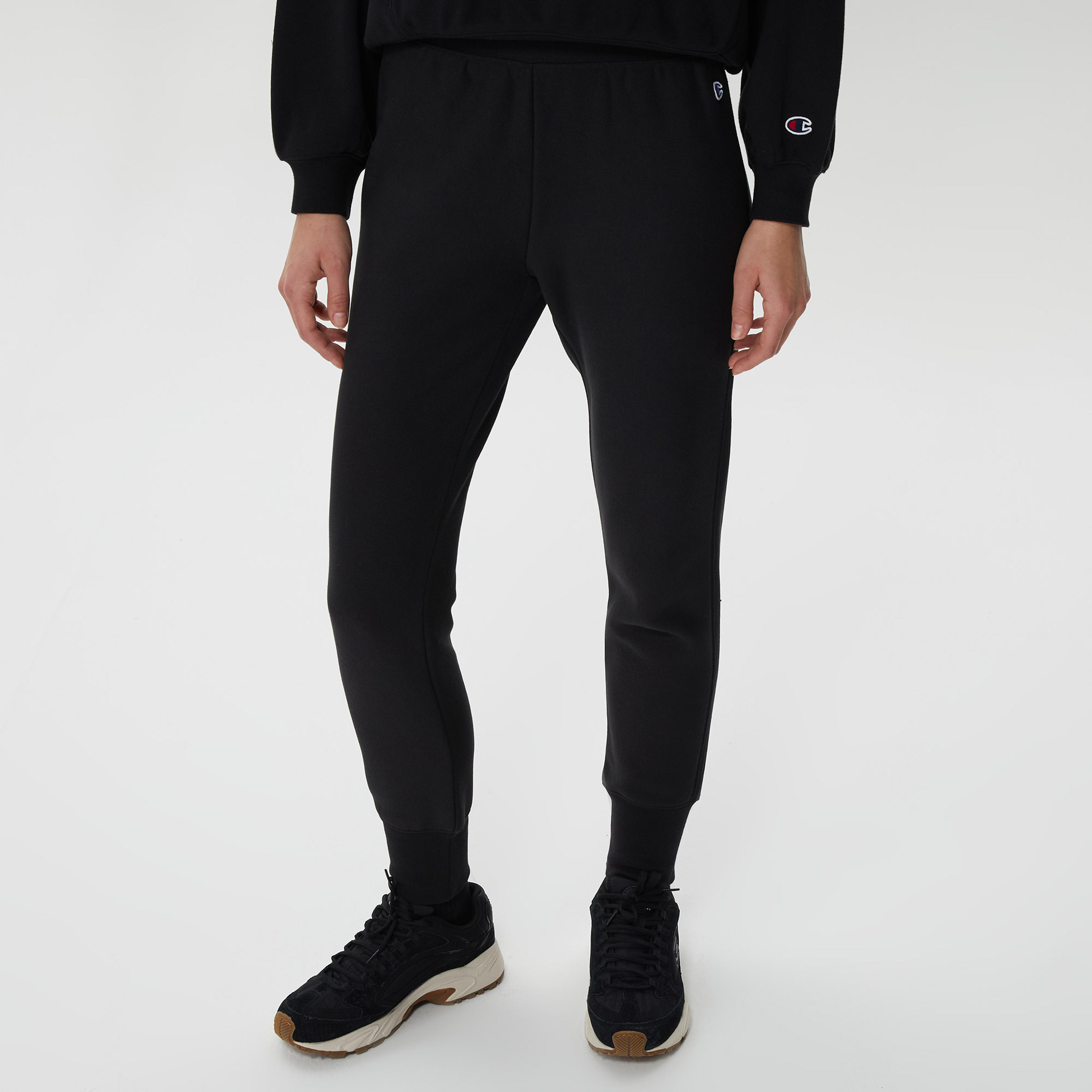 Champion Rib Cuff Kadın Siyah Eşofman Altı
