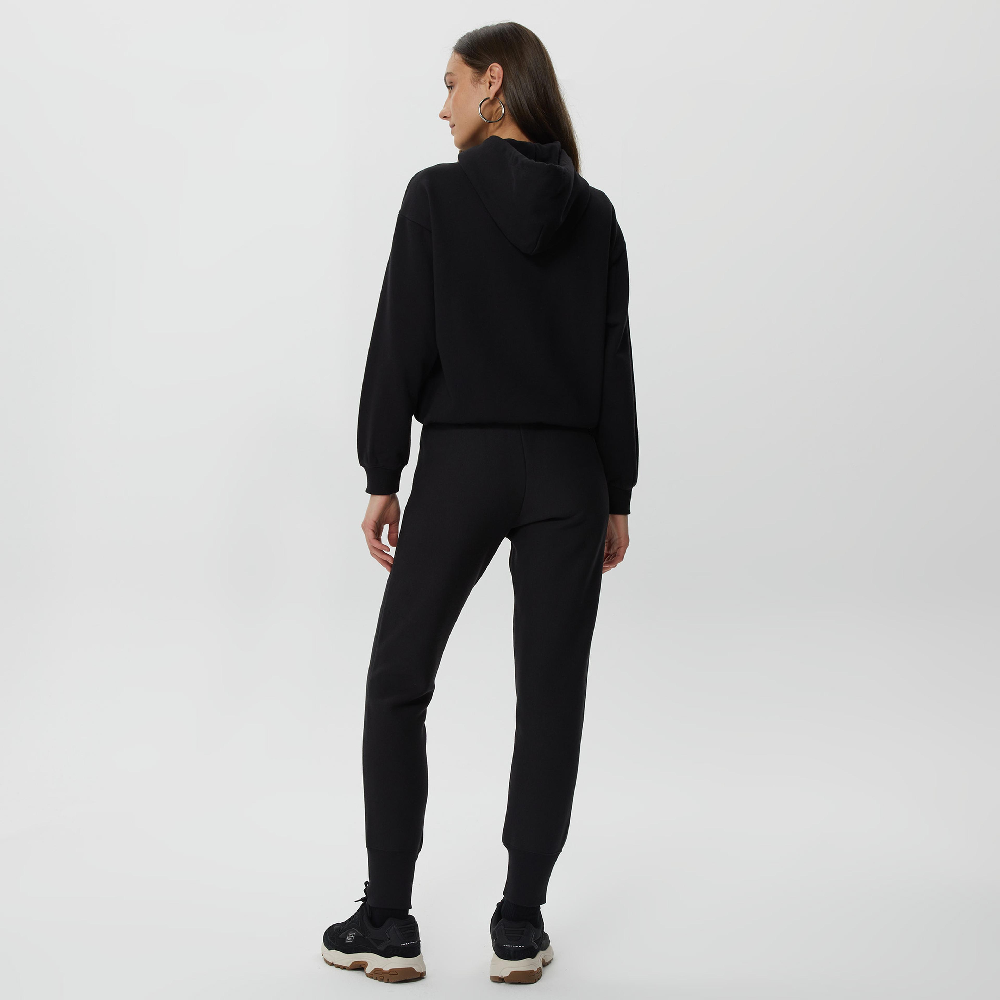Champion Rib Cuff Kadın Siyah Eşofman Altı