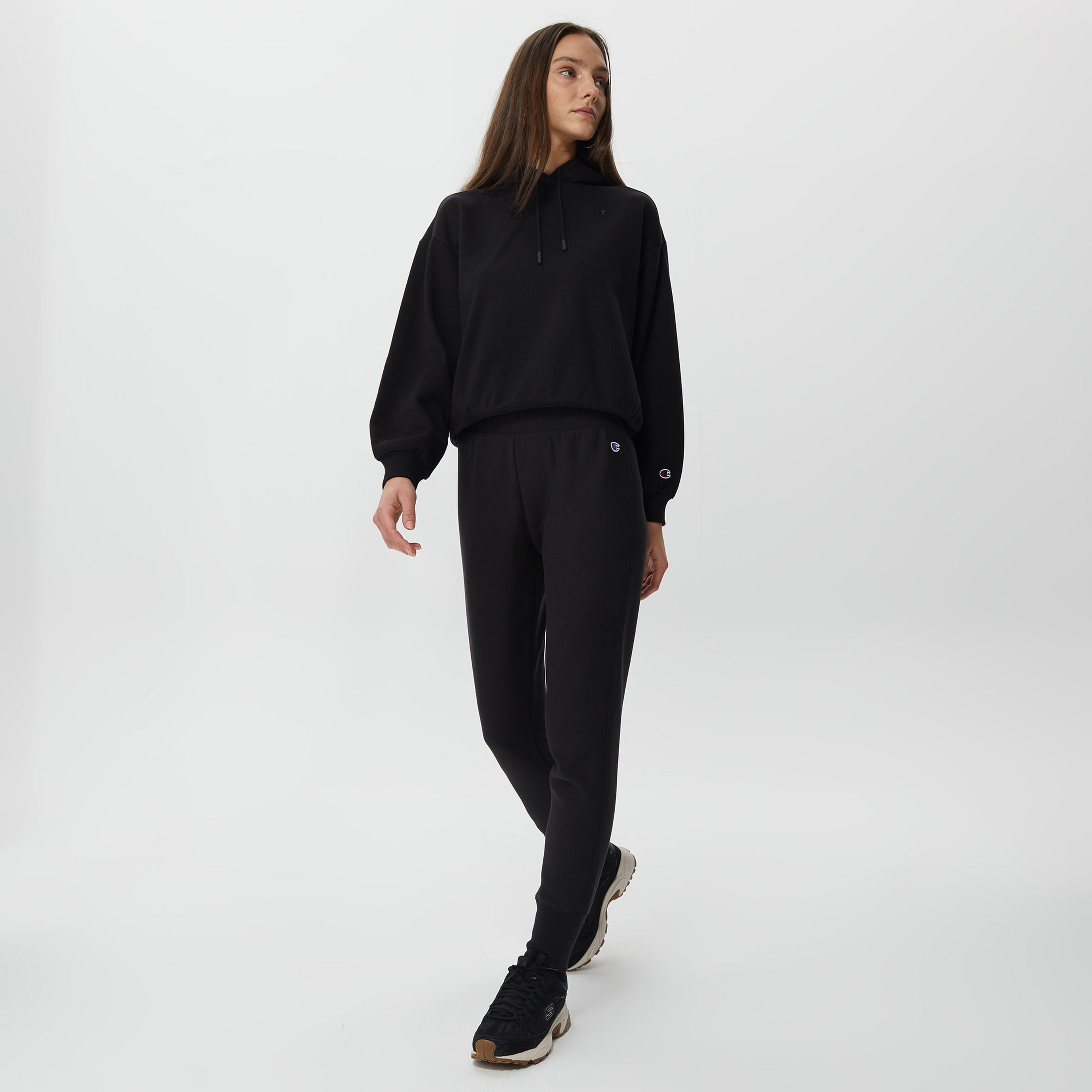 Champion Rib Cuff Kadın Siyah Eşofman Altı