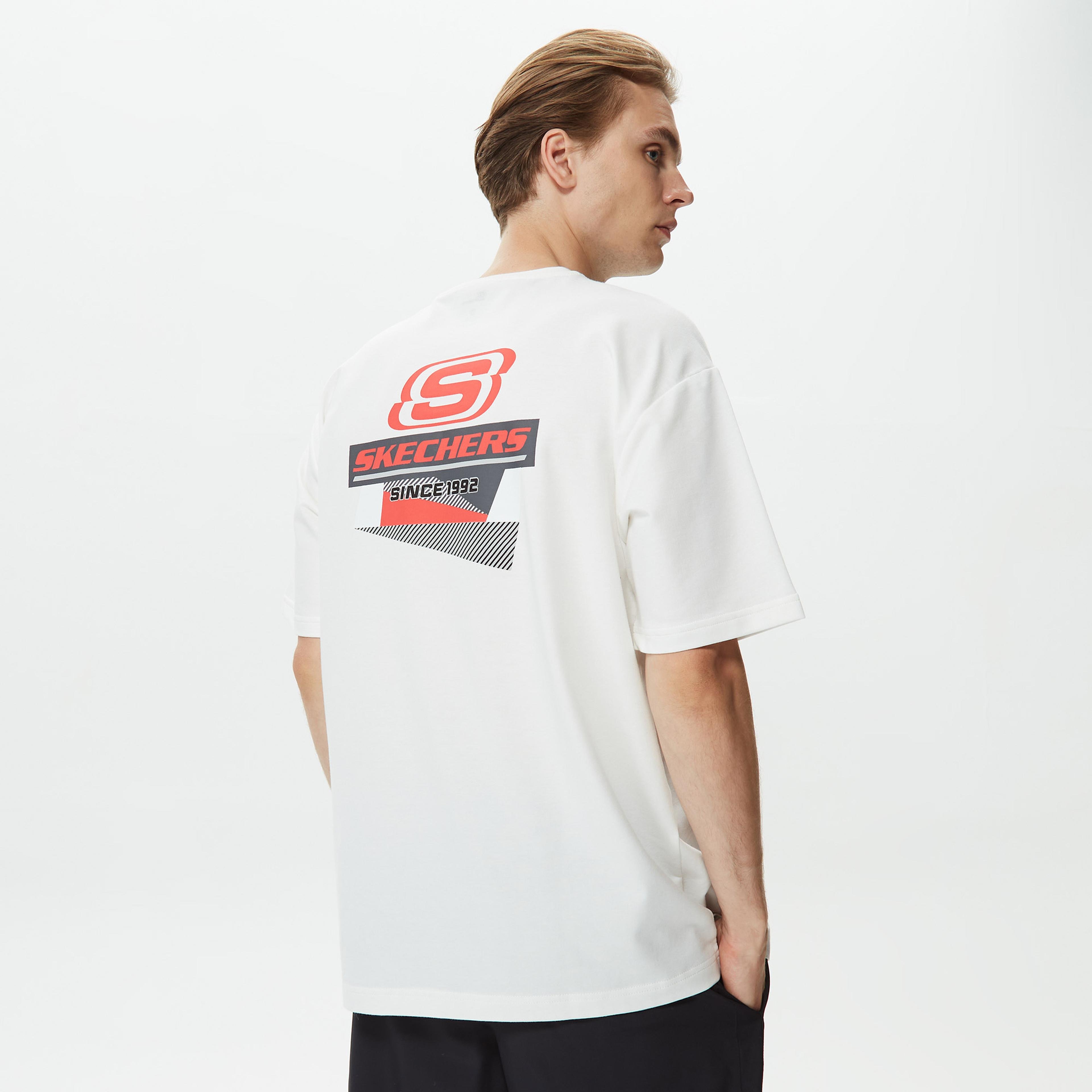 Skechers Graphic Tee Crew Neck Erkek Beyaz T-Shirt