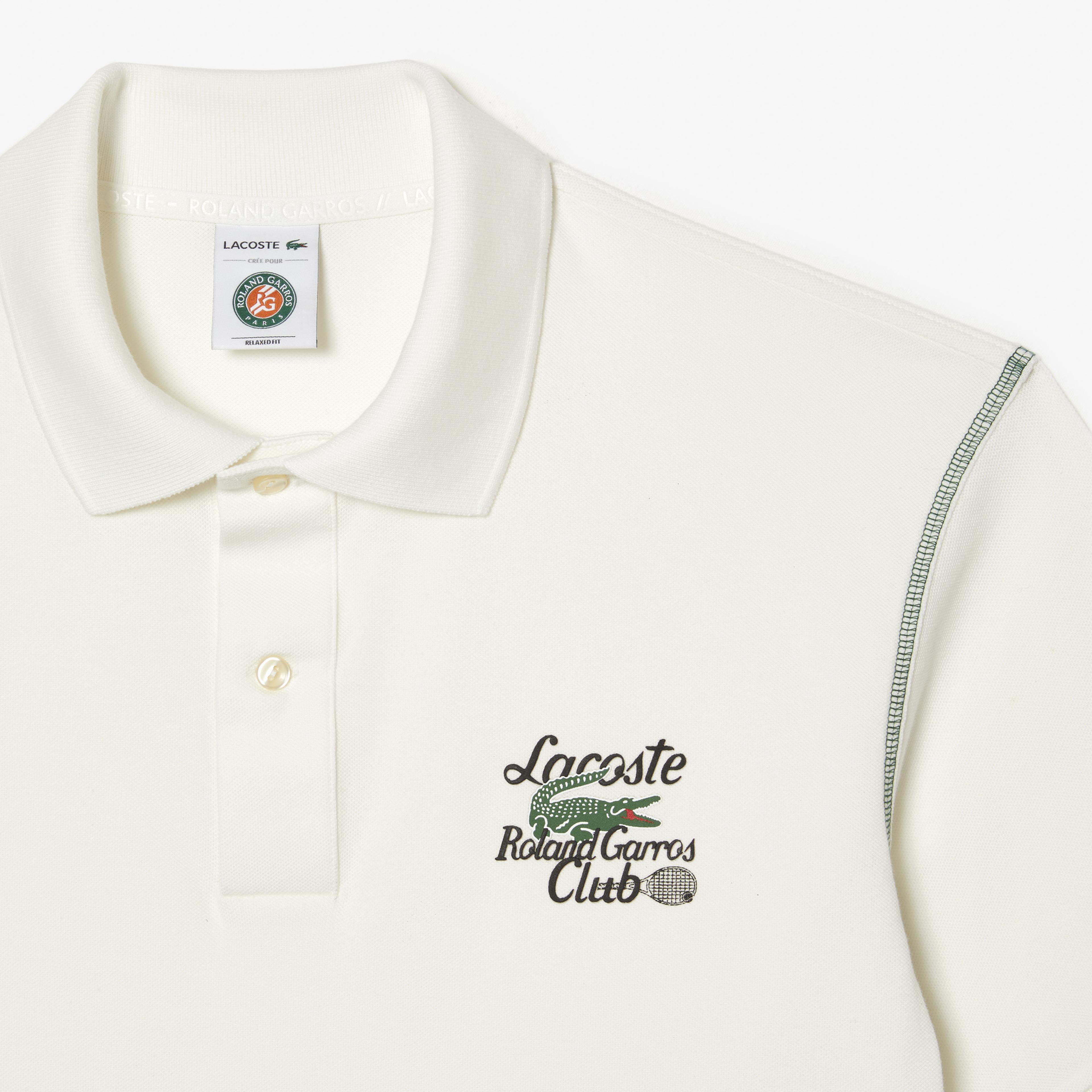 Lacoste Roland Garros Erkek Relaxed Fit Baskılı Krem Polo