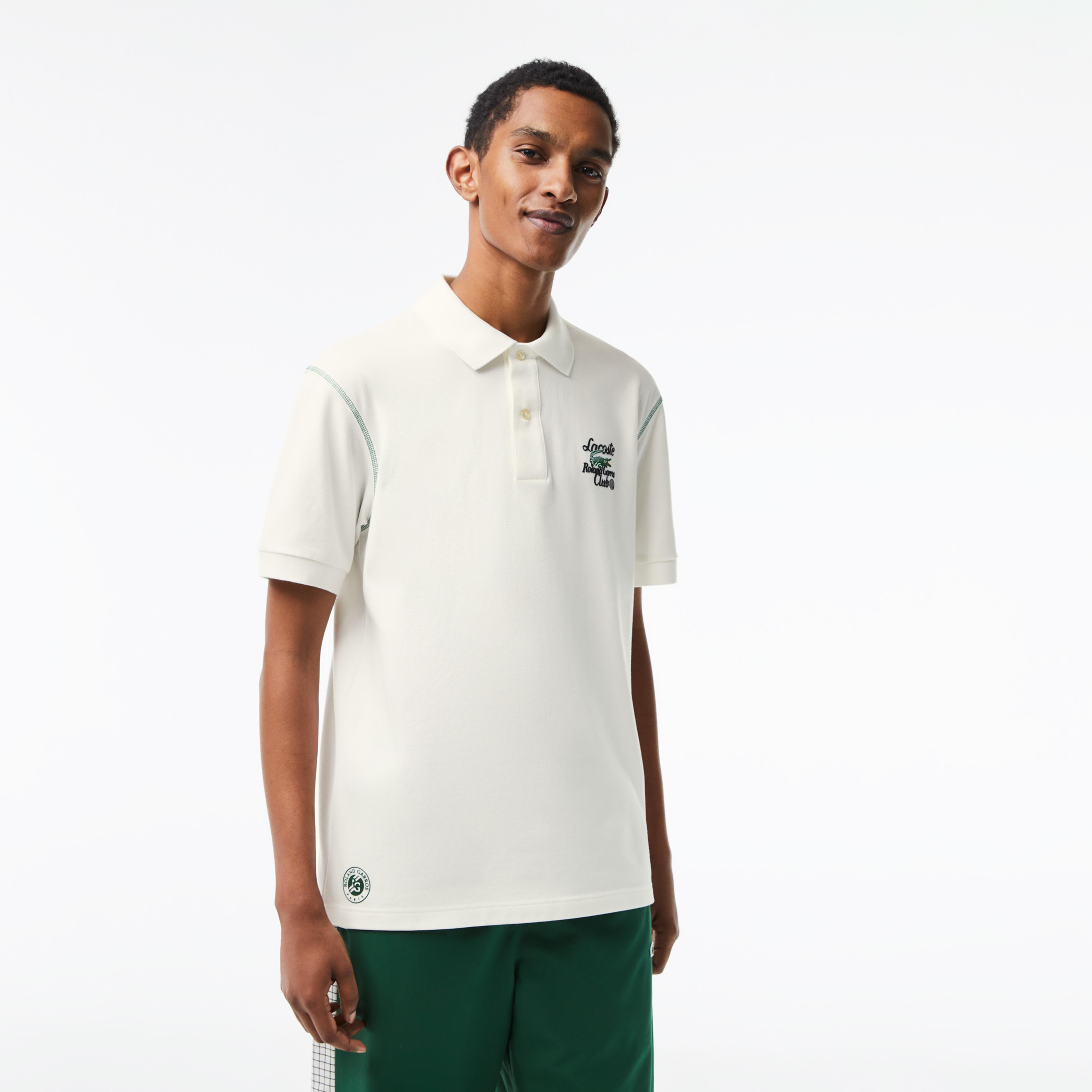 Lacoste Roland Garros Erkek Relaxed Fit Baskılı Krem Polo