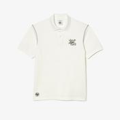 Lacoste Roland Garros Erkek Relaxed Fit Baskılı Krem Polo