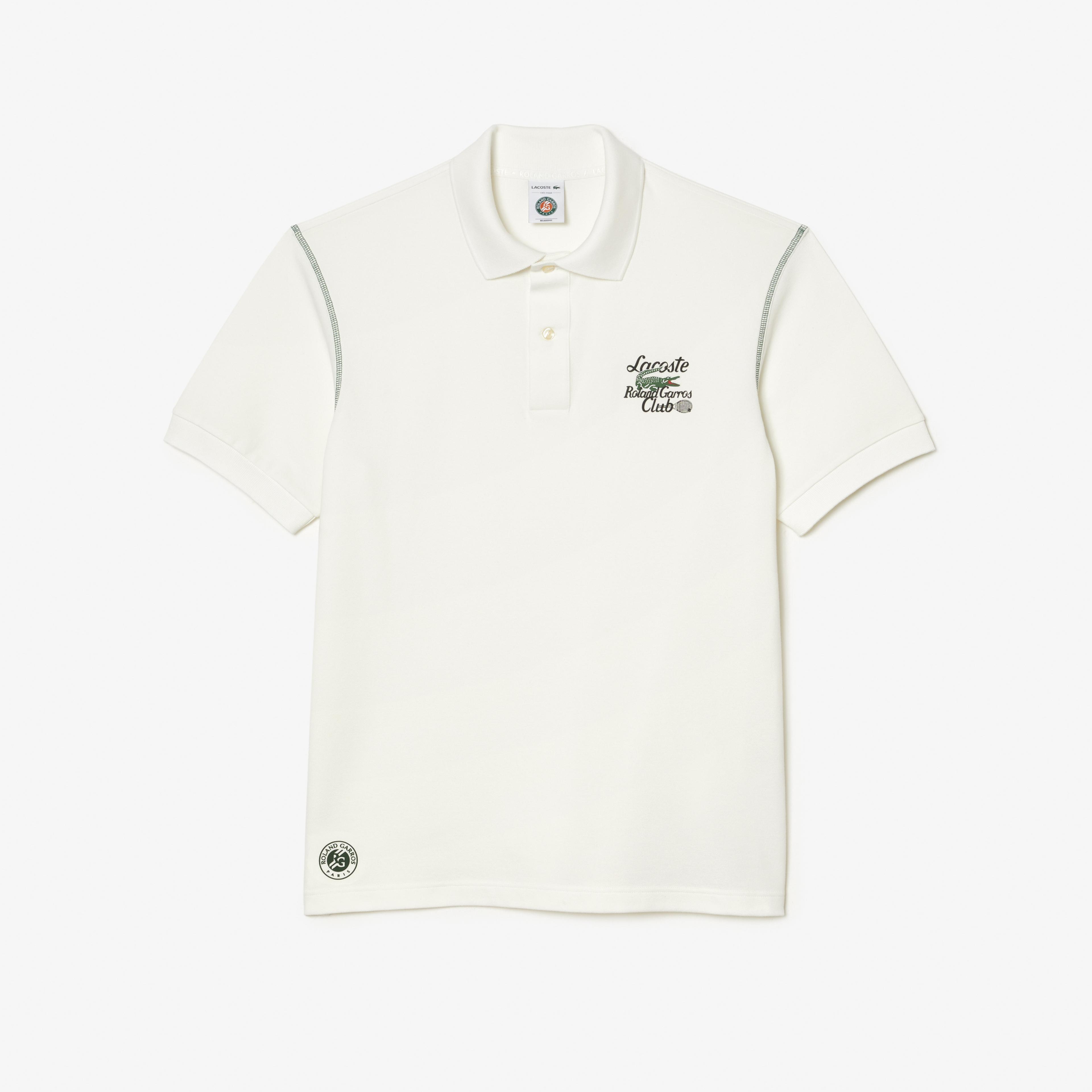 Lacoste Roland Garros Erkek Relaxed Fit Baskılı Krem Polo