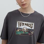 Fifty Pieces Oversized Mid-Lenght Kadın Gri T-Shirt