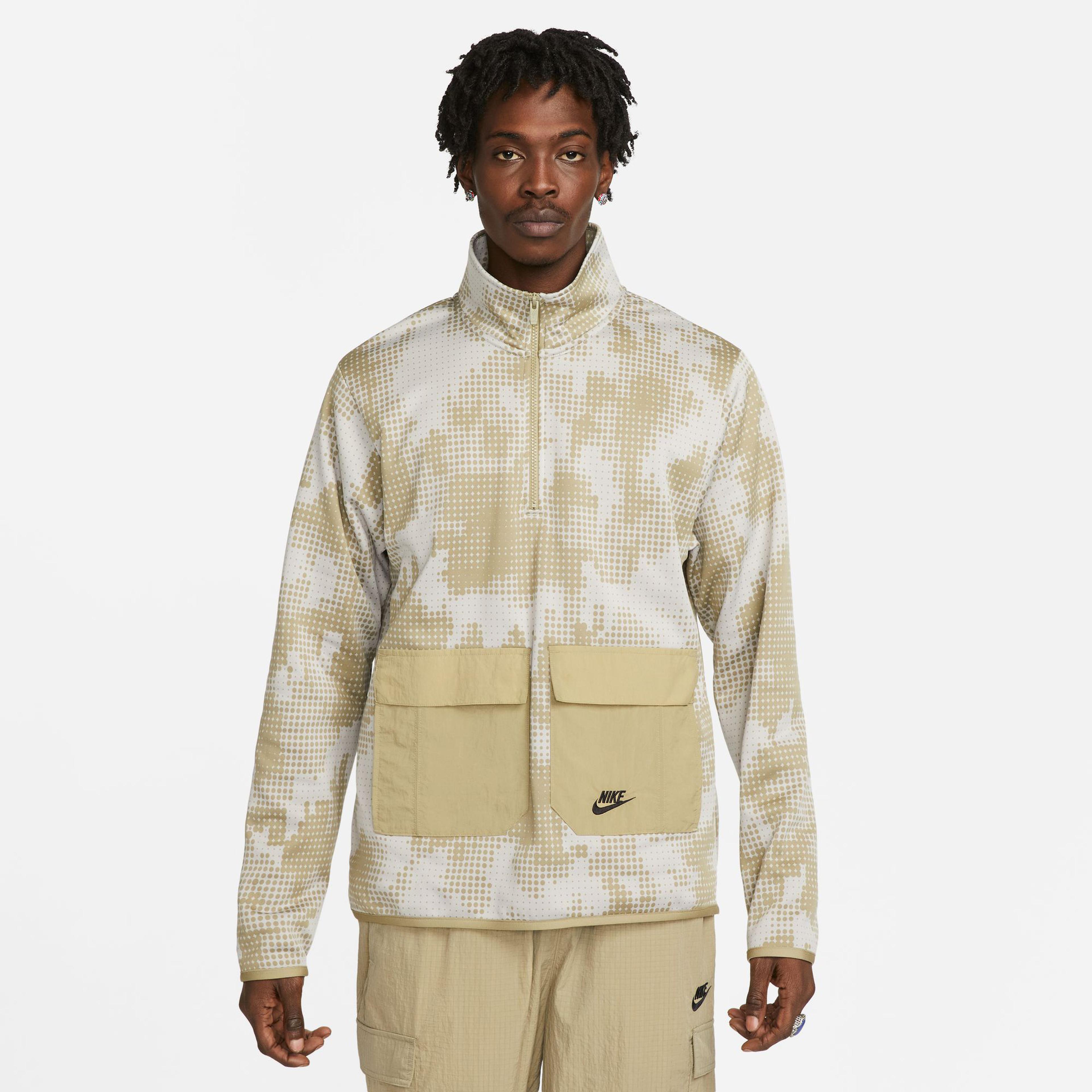 Nike Dri-Fit Half-Zip All Over Print Erkek Krem Ceket