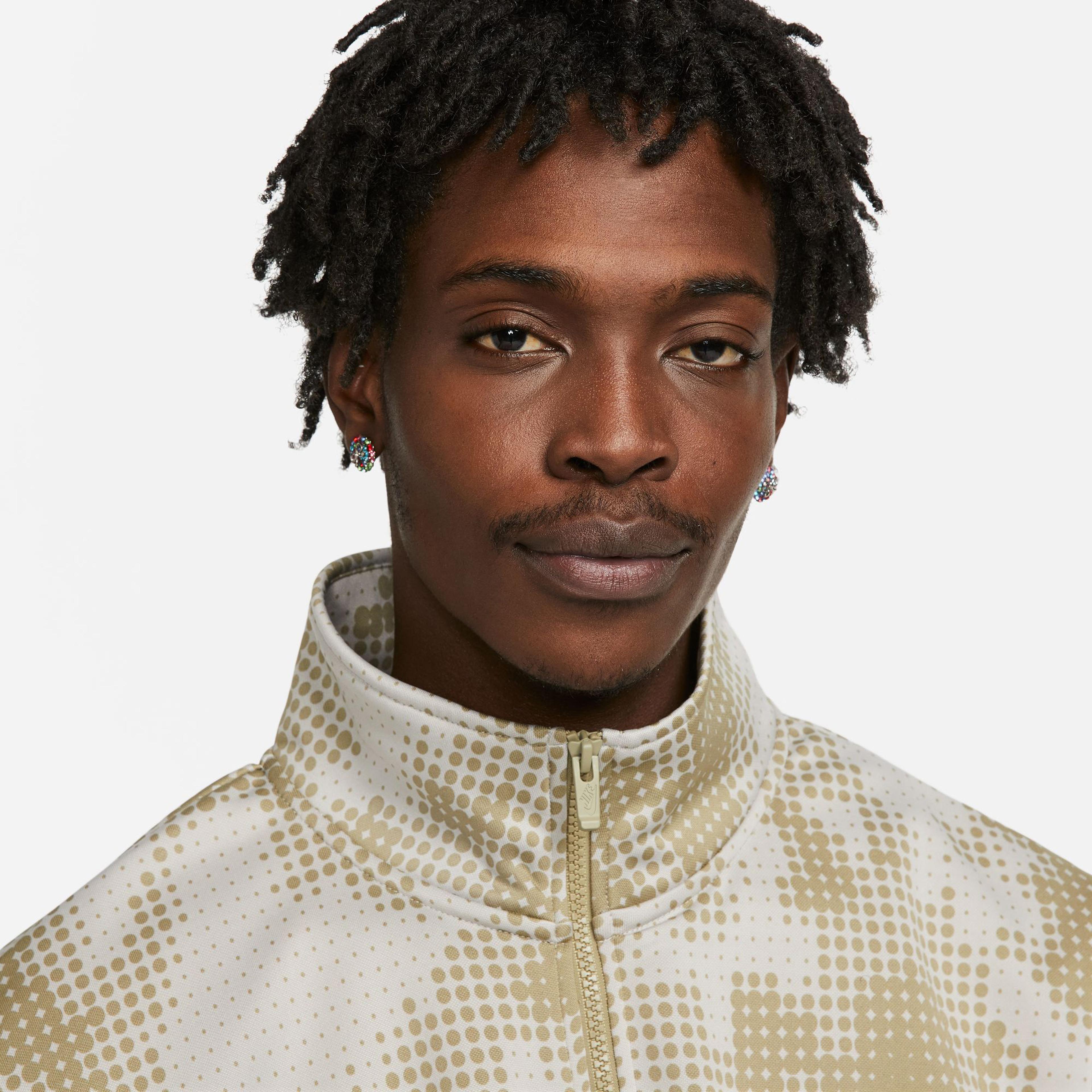 Nike Dri-Fit Half-Zip All Over Print Erkek Krem Ceket