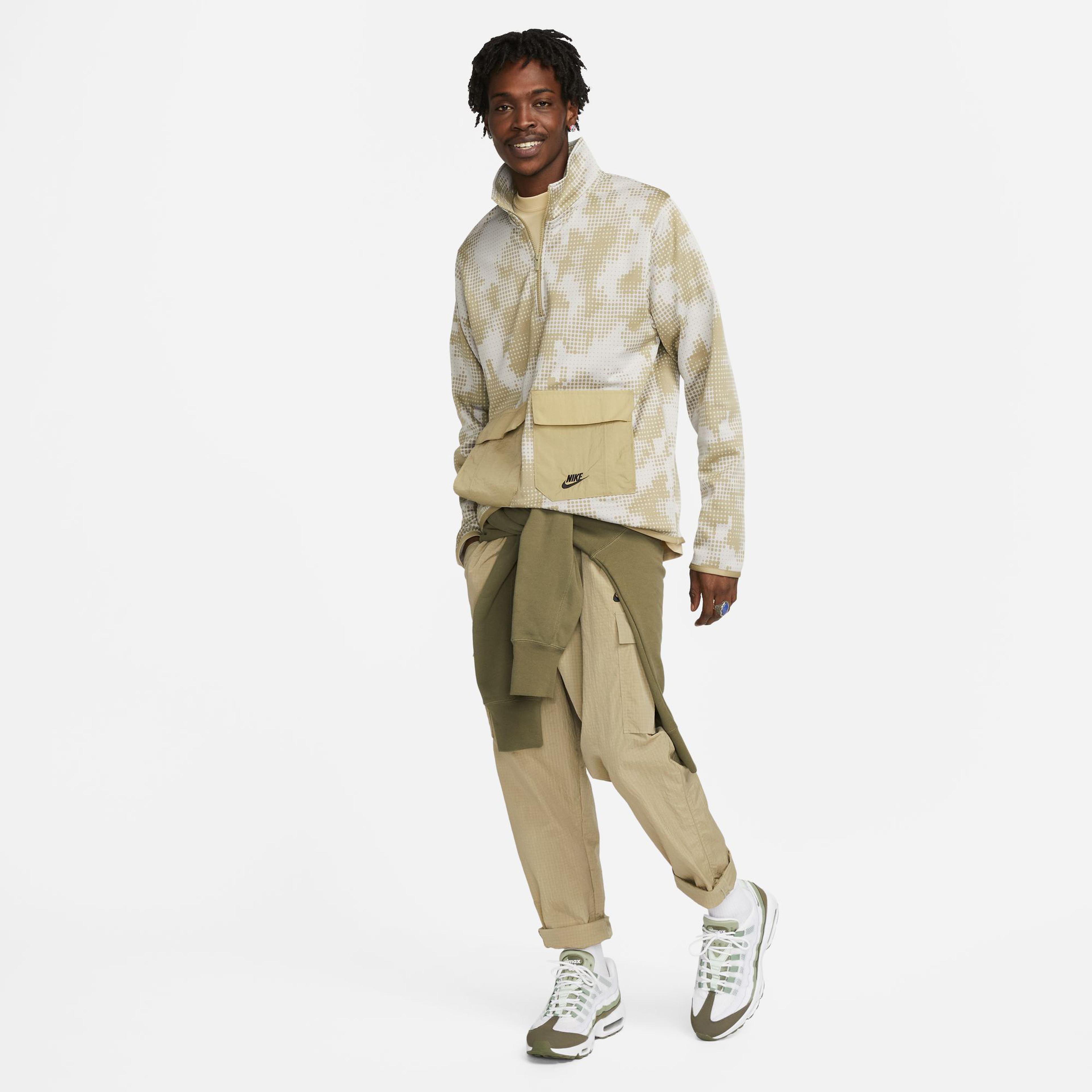 Nike Dri-Fit Half-Zip All Over Print Erkek Krem Ceket