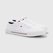 Tommy Hilfiger Core Corporate Vulcanized Canvas Erkek Beyaz Sneaker