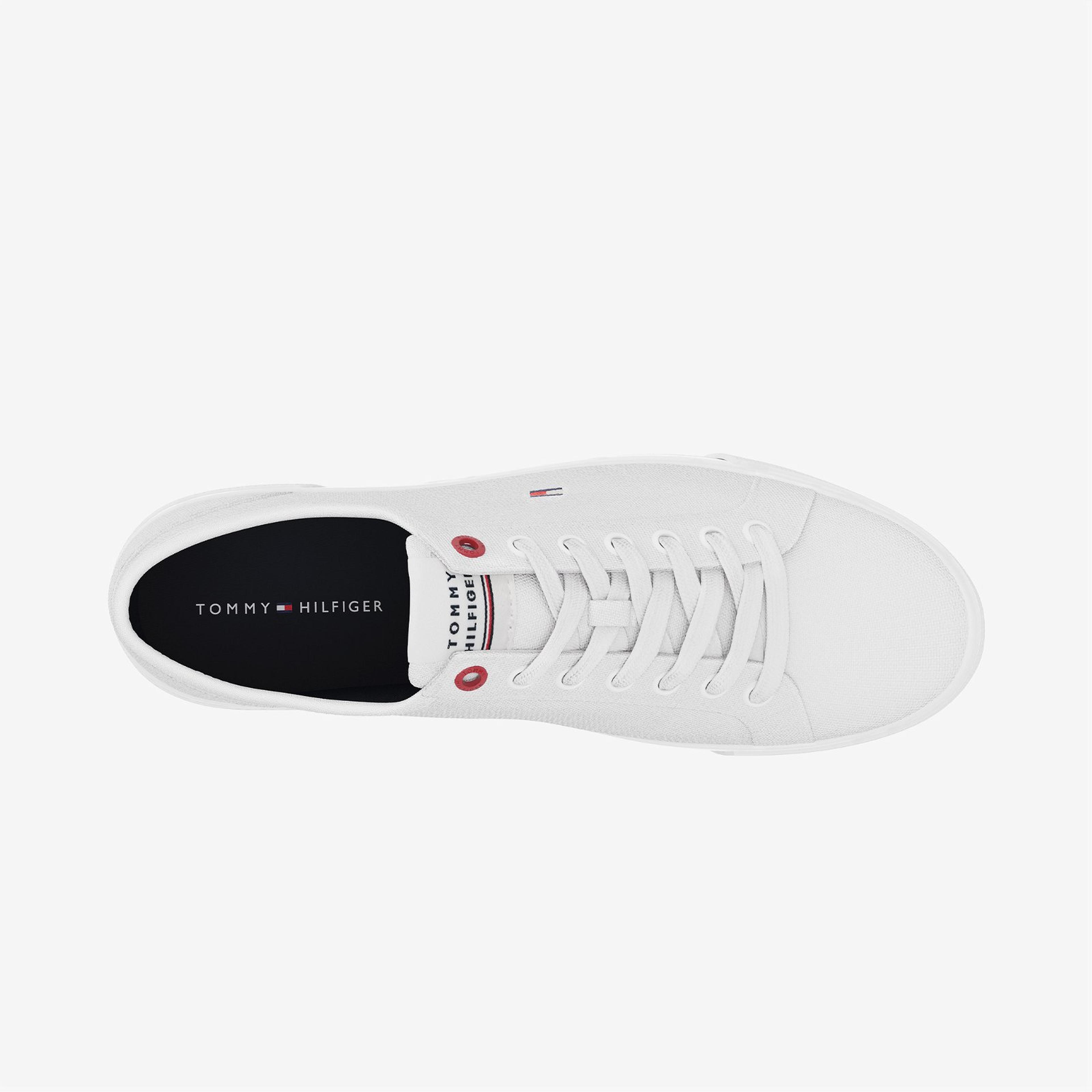 Tommy Hilfiger Core Corporate Vulcanized Canvas Erkek Beyaz Sneaker