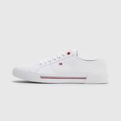 Tommy Hilfiger Core Corporate Vulcanized Canvas Erkek Beyaz Sneaker